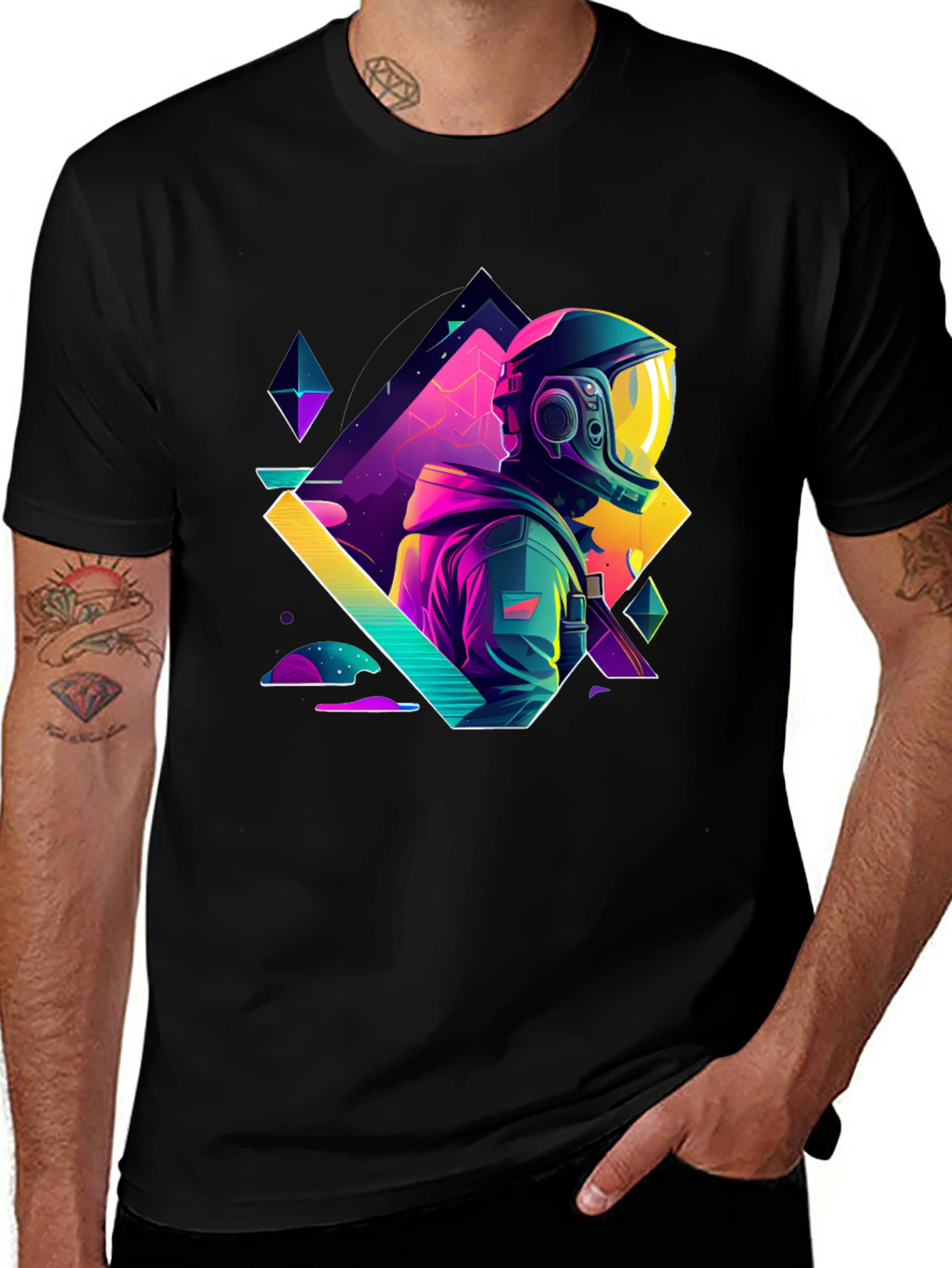 Variant 13 of Retro Astronaut Graphic Tee - Black