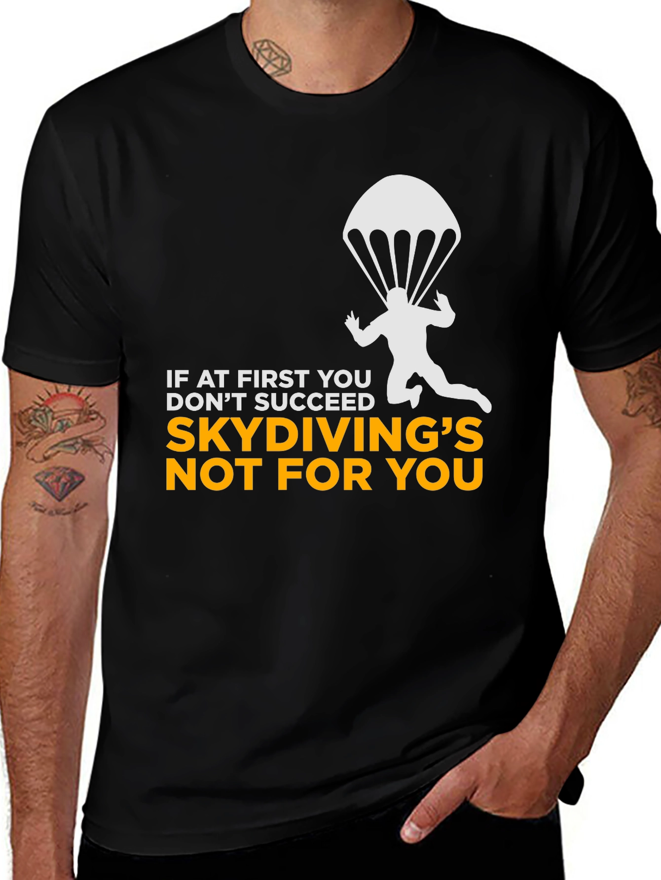 Variant 4 of Skydiving Humor T-Shirt - If At First You Don't Succeed