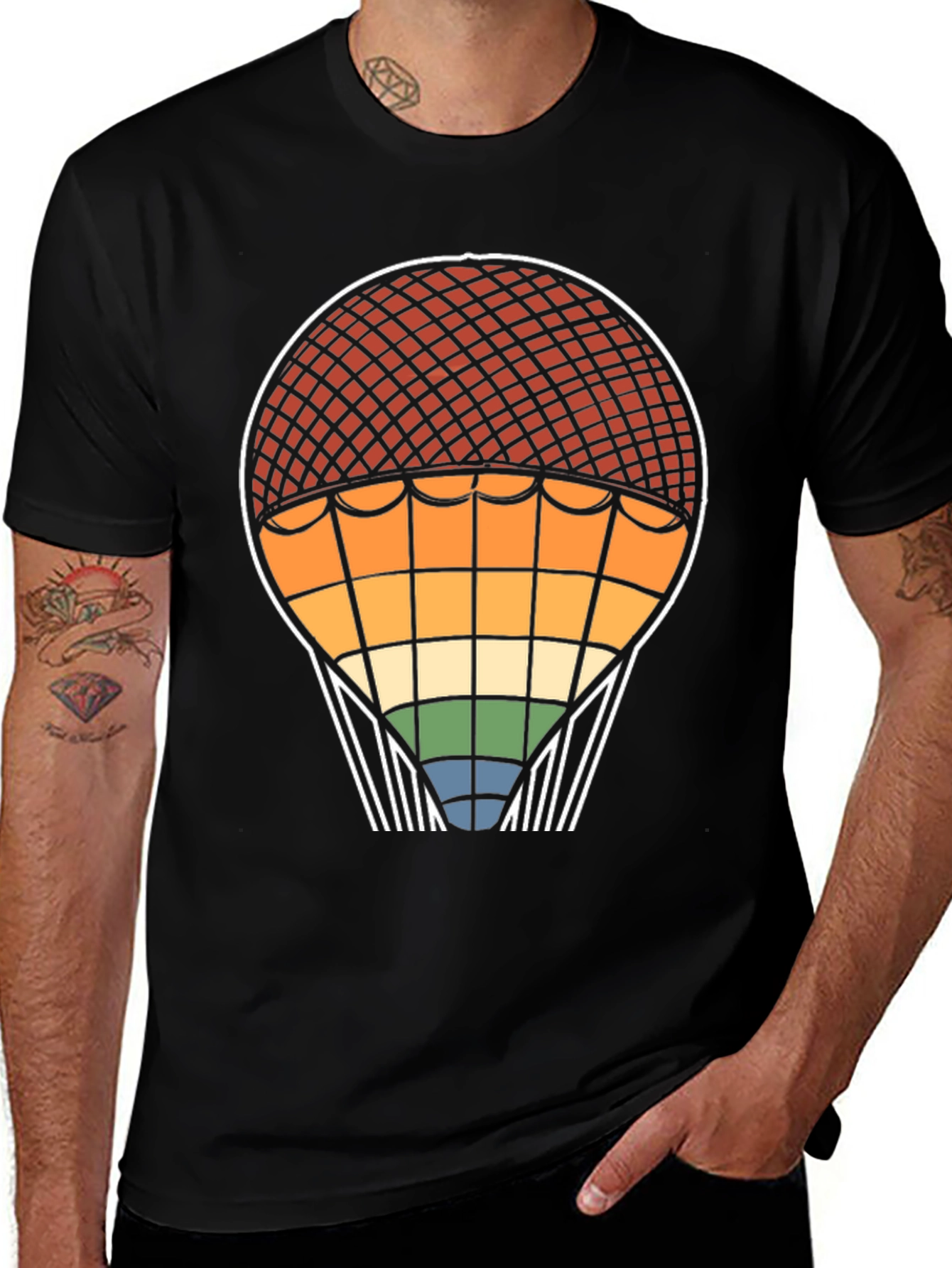 Variant 9 of Retro Rainbow Hot Air Balloon T-Shirt