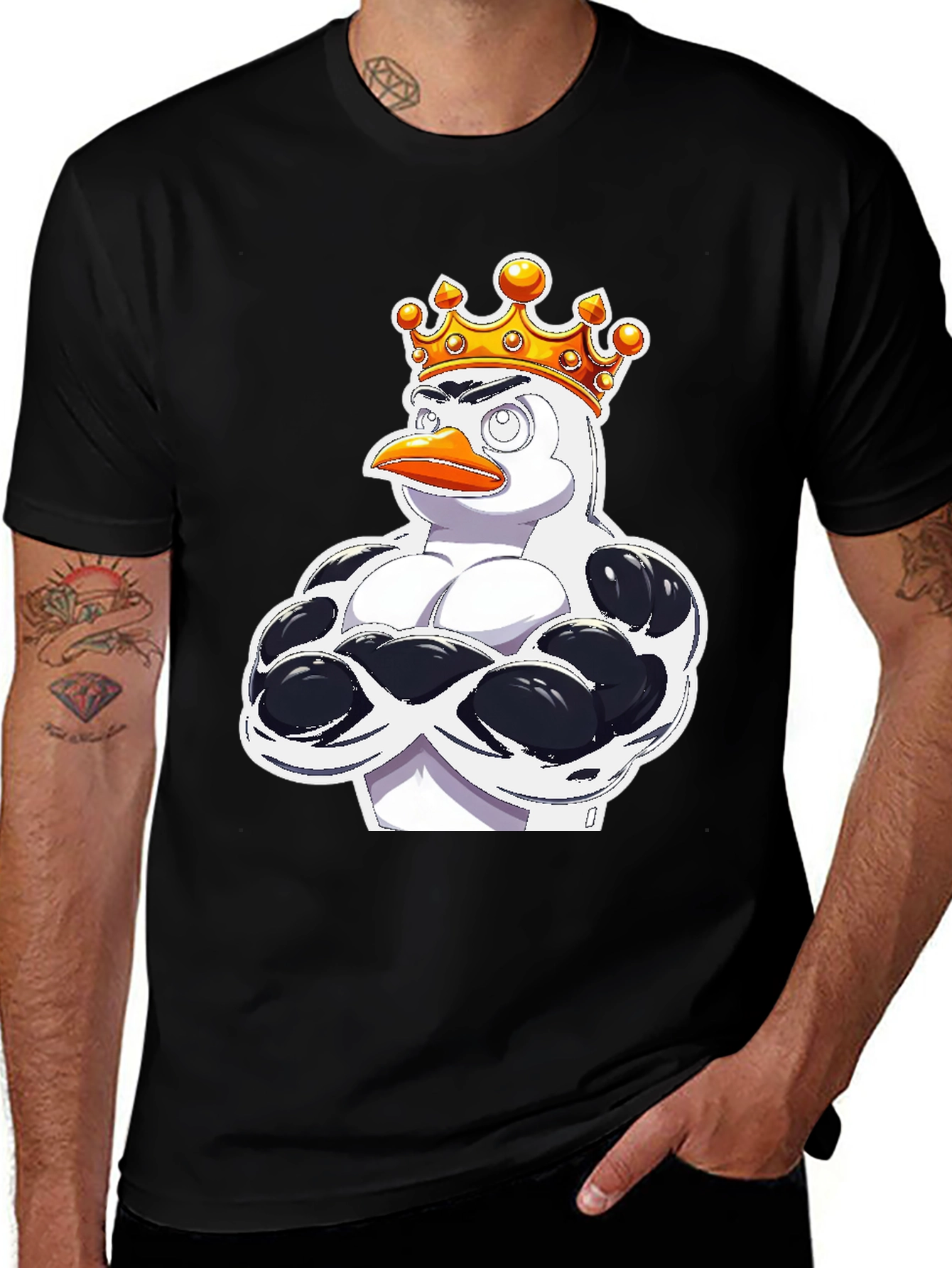 Variant 9 of Penguin King Graphic T-Shirt - Black Cotton Tee