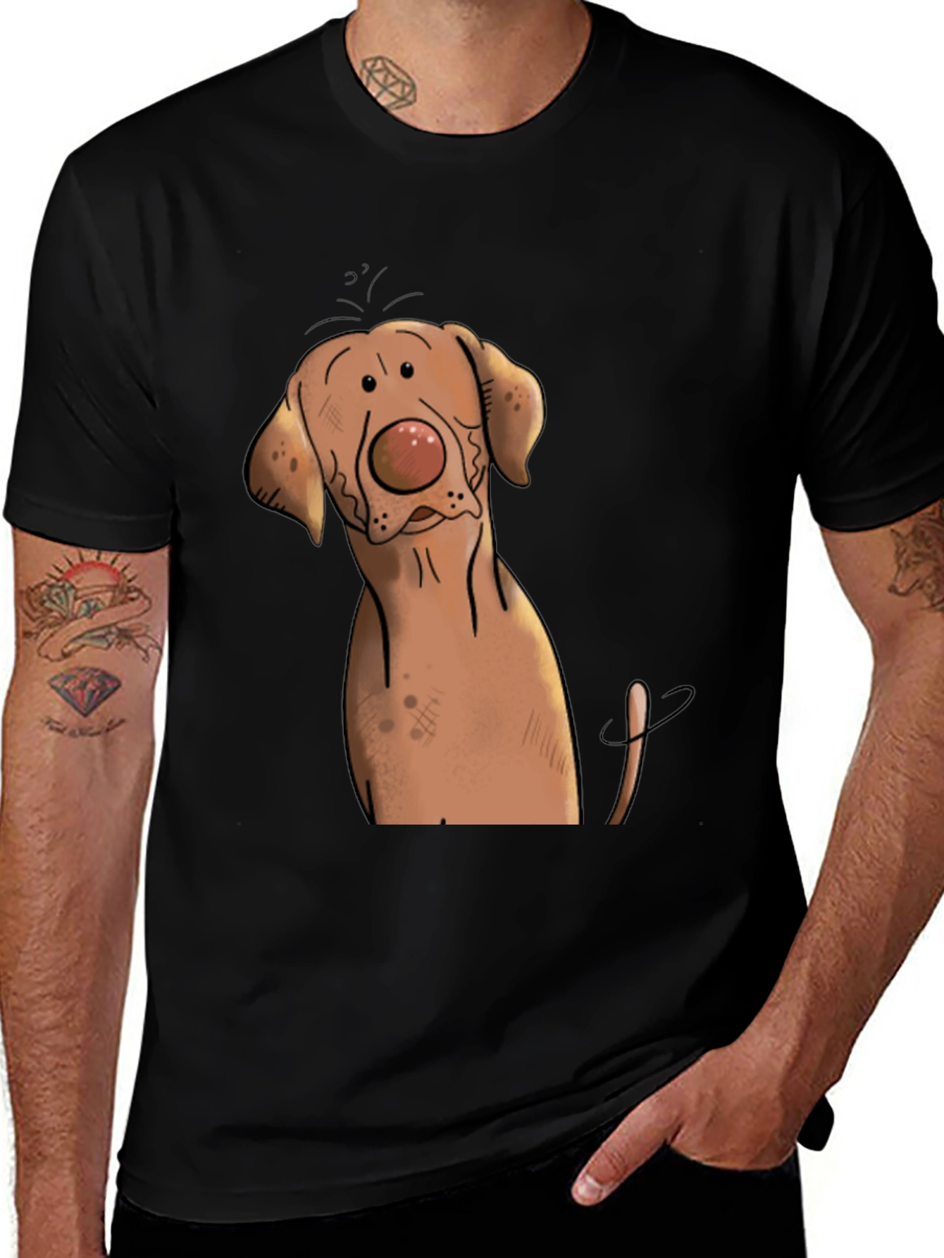 Variant 16 of Funny Dog Graphic Tee - Black Cotton T-Shirt