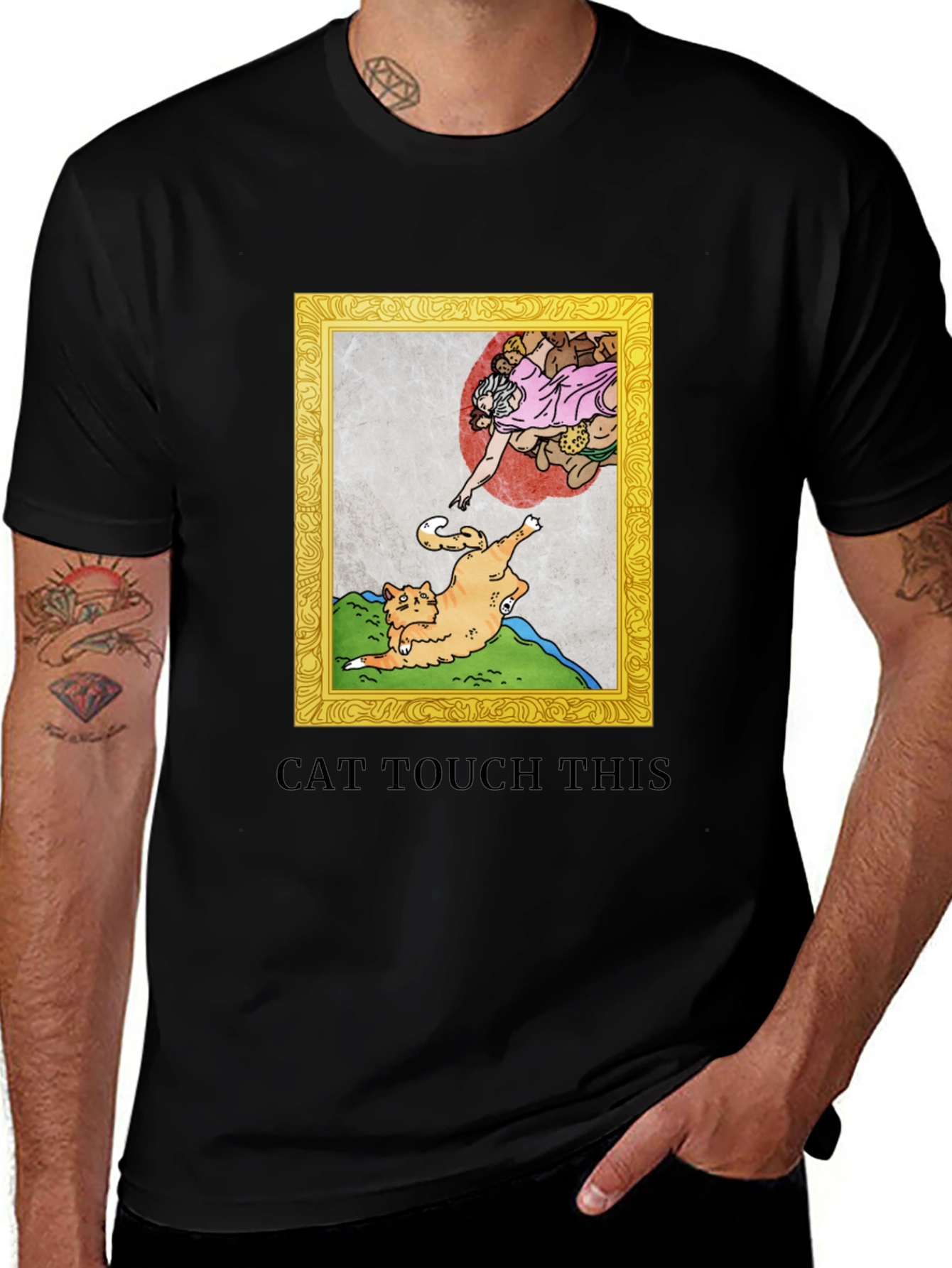 Cat Touch This T-Shirt Funny Michelangelo Spoof