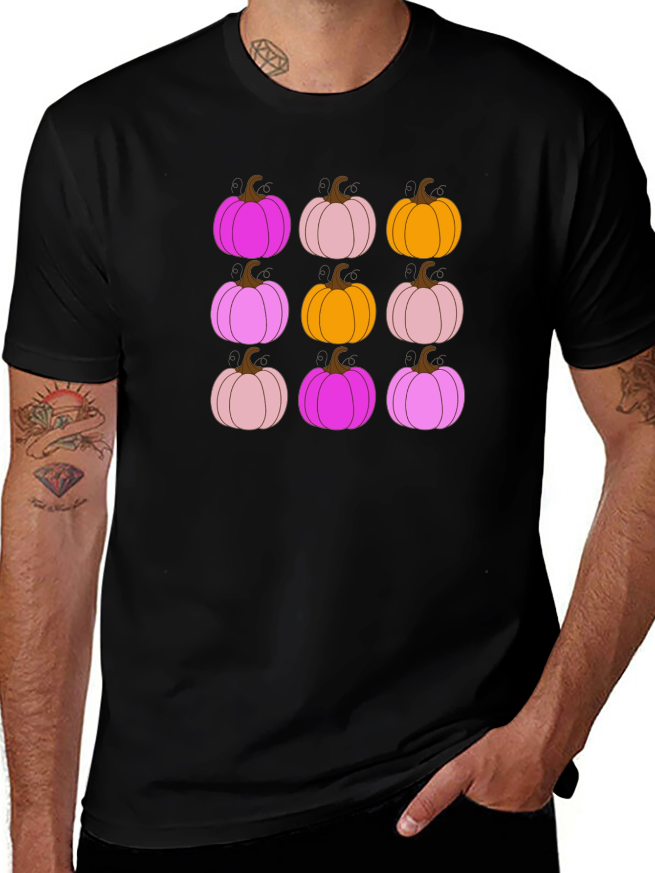 Variant 14 of Funky Fall Pumpkin Pattern T-Shirt