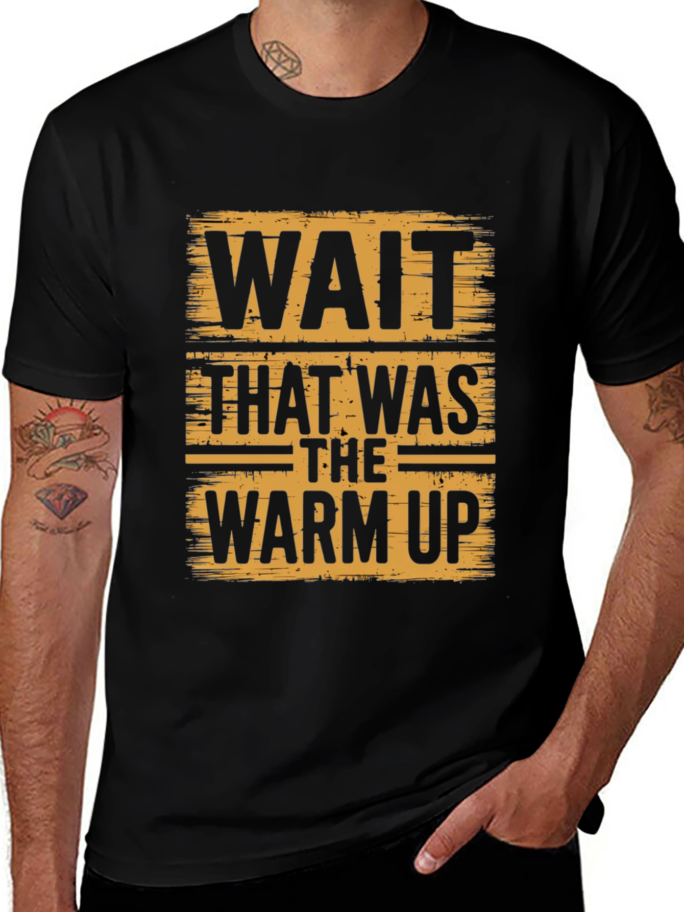 Variant 2 of Wait That Was the Warm Up Black T-Shirt