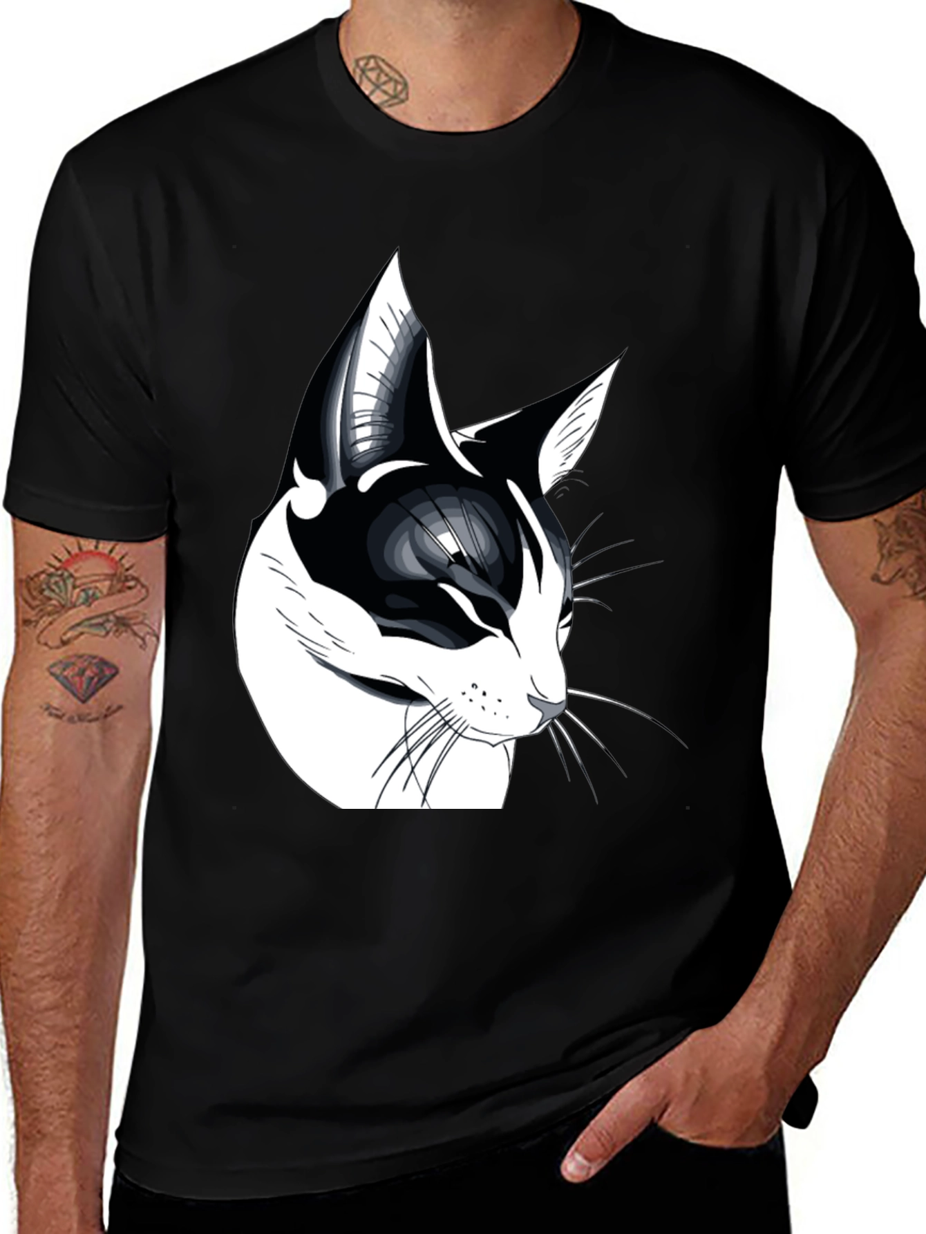 Variant 21 of Black Cat Graphic Tee - Cool Stylish Design