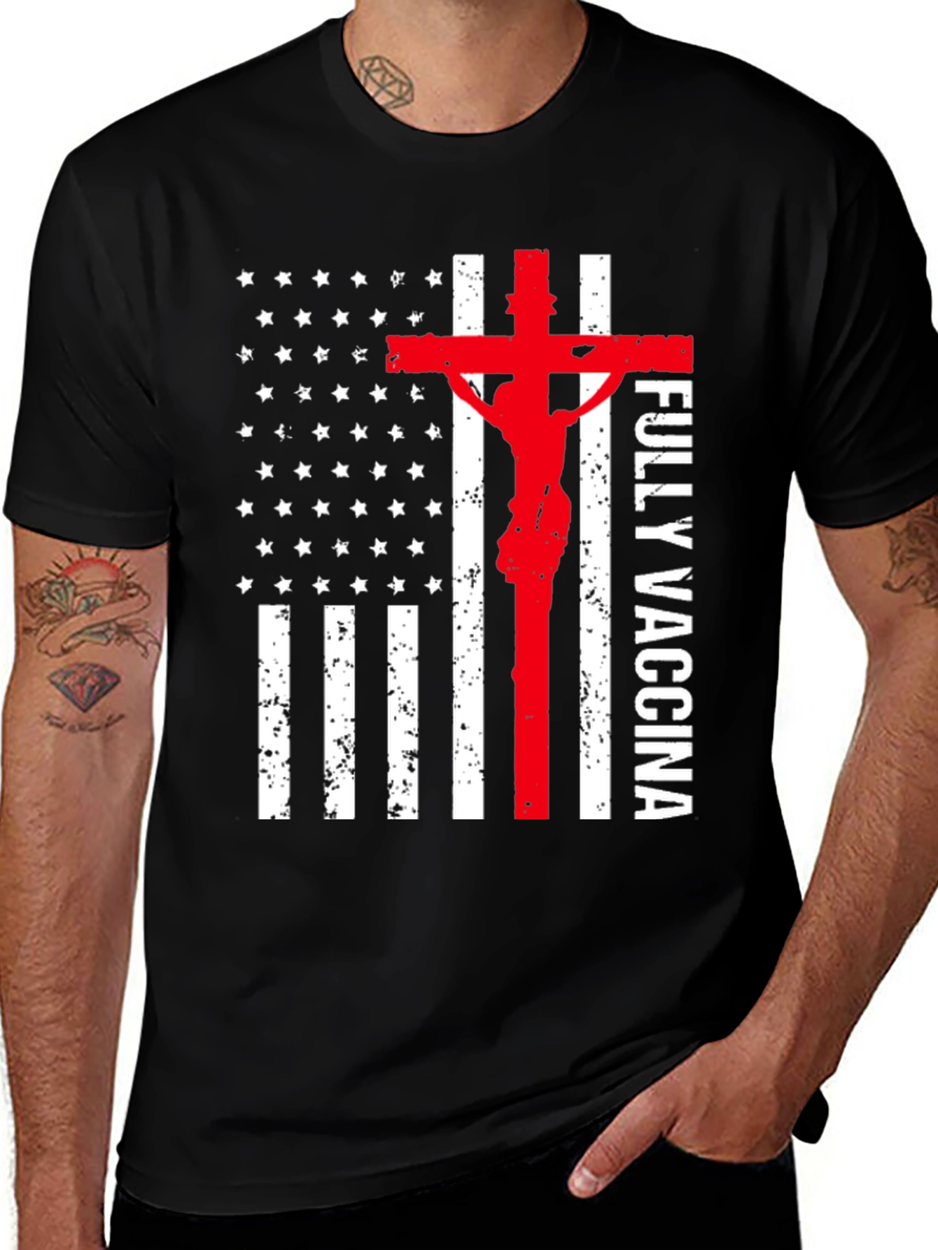 Variant 24 of Fully Vaccina Christian Flag T-Shirt