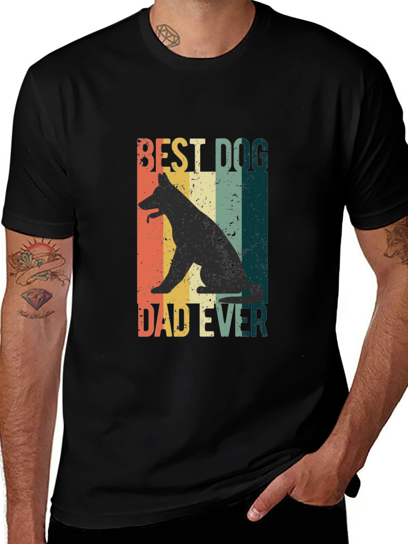 Variant 17 of Best Dog Dad Ever Graphic Tee - Black