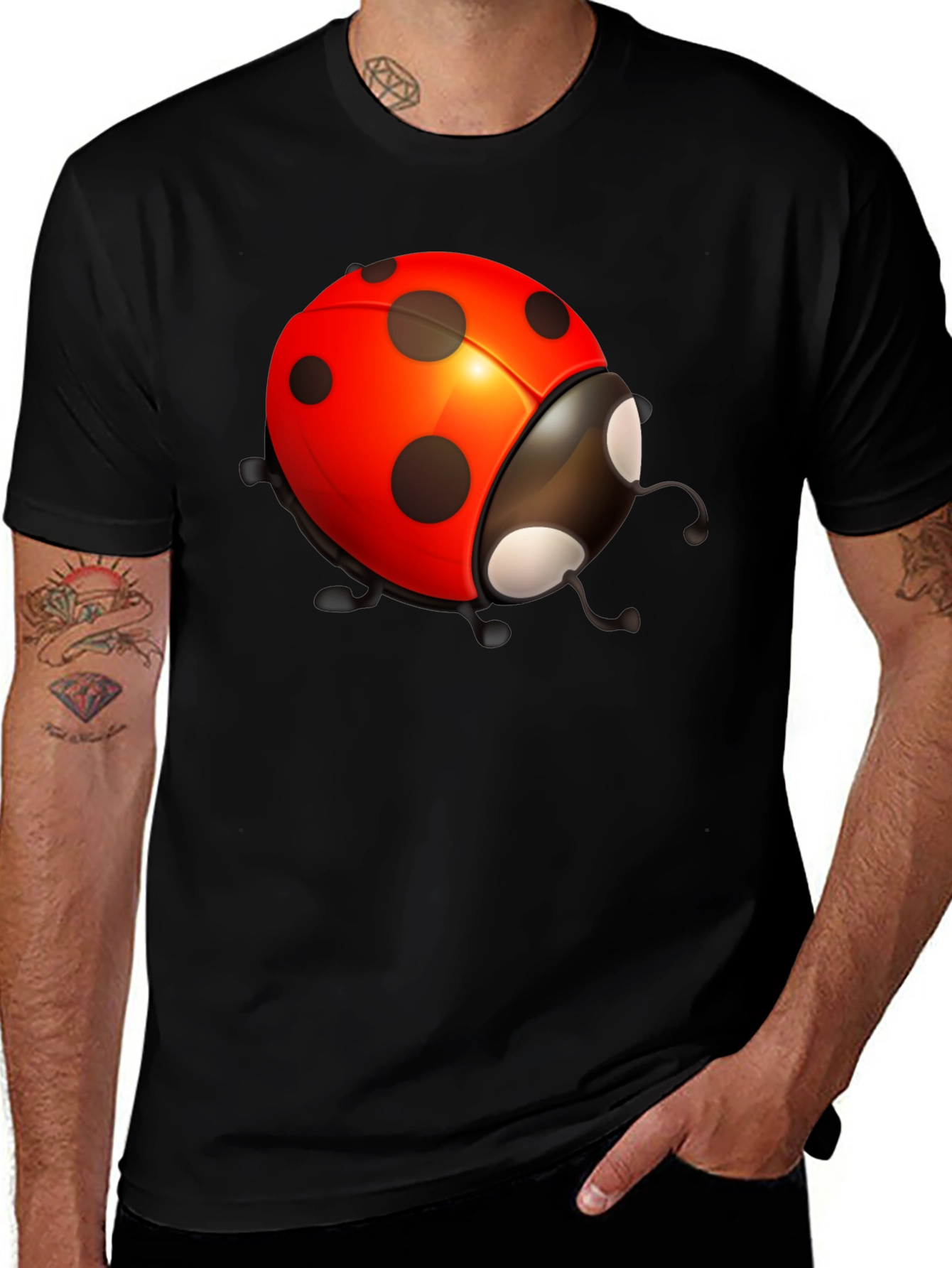 Variant 24 of Ladybug Graphic Black T-Shirt - Stylish Bug Tee
