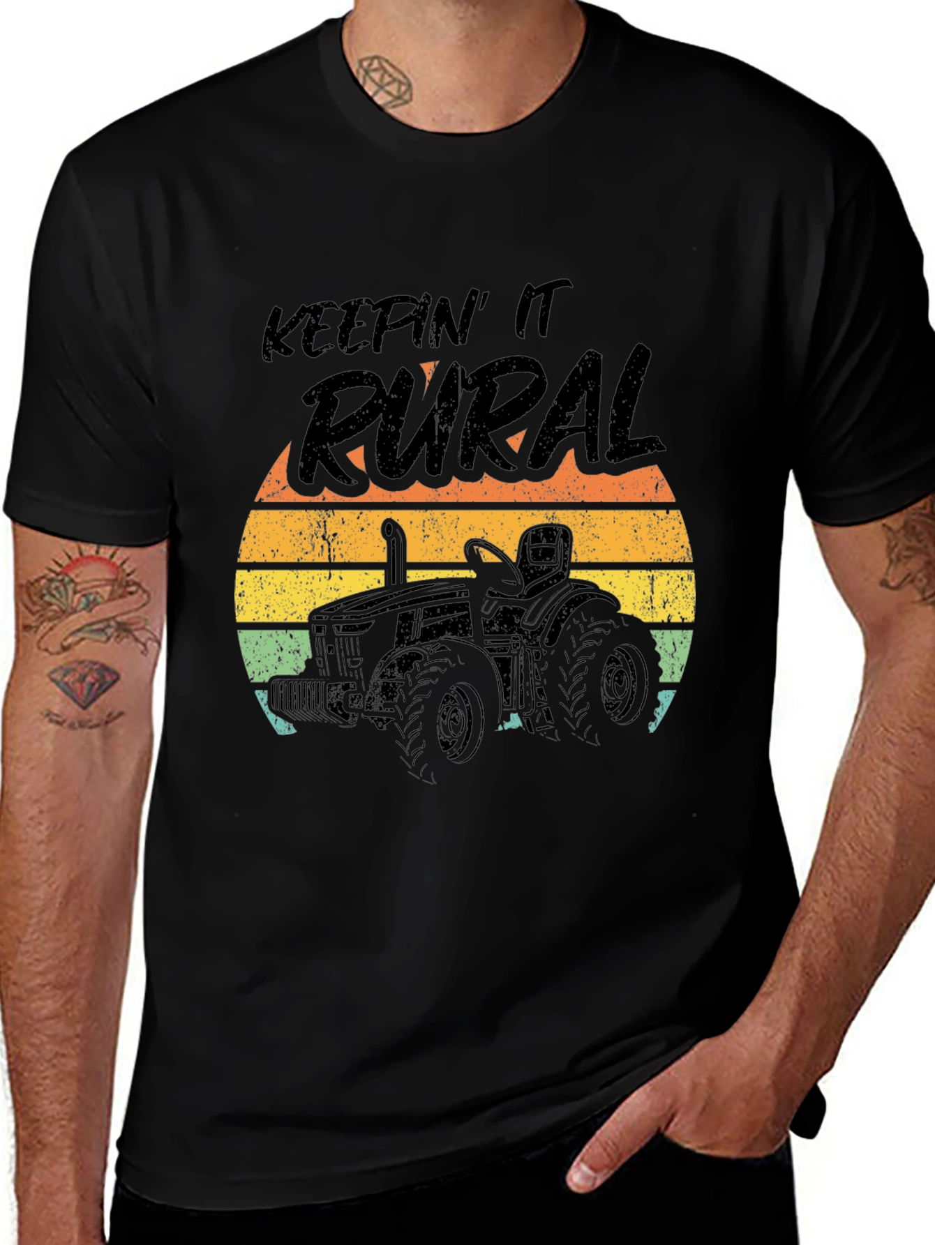 Variant 2 of Keepin' It Rural Tractor Graphic Tee - Black