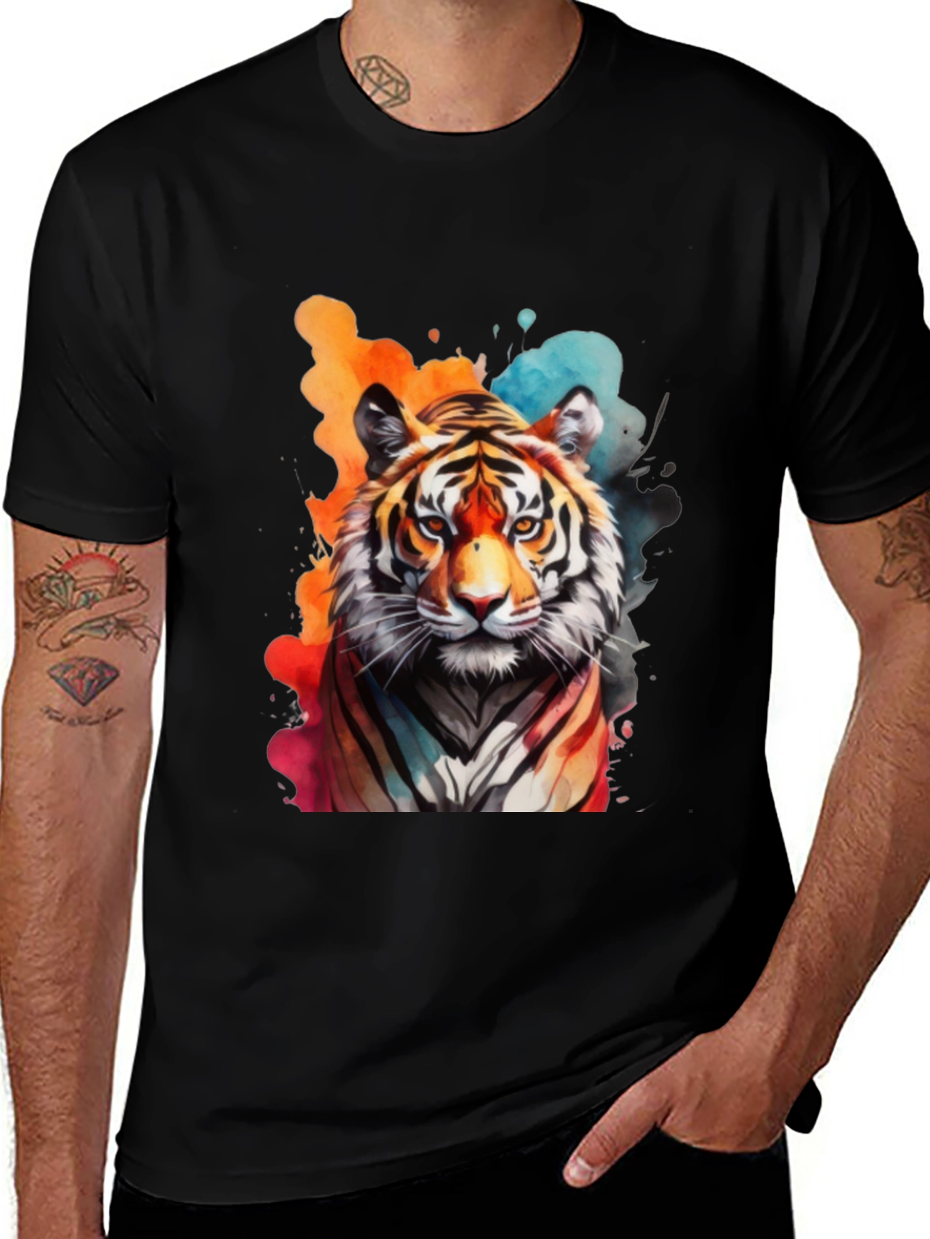 Variant 18 of Vibrant Watercolor Tiger Graphic Tee