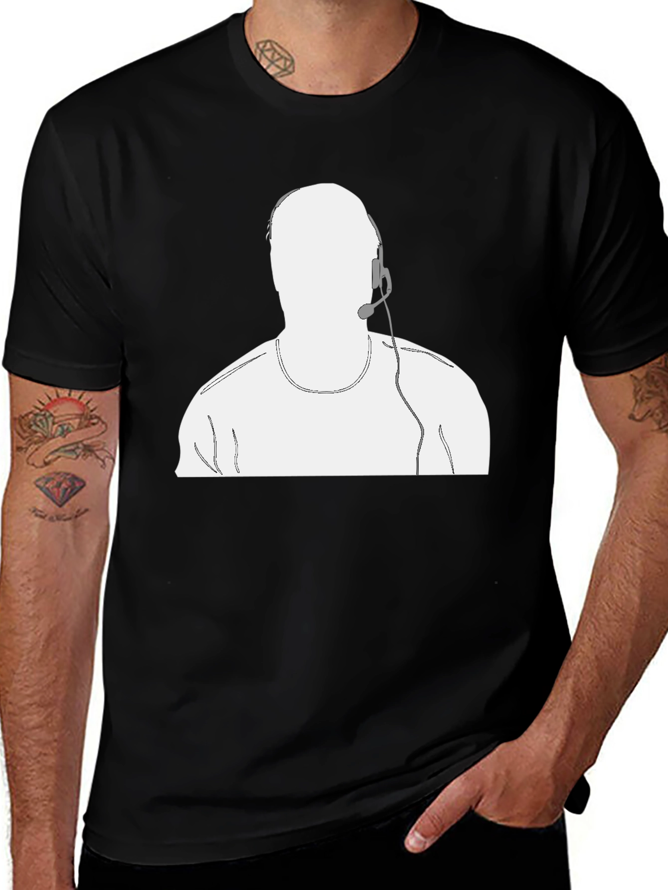 Variant 17 of Black T-Shirt with Headset Graphic