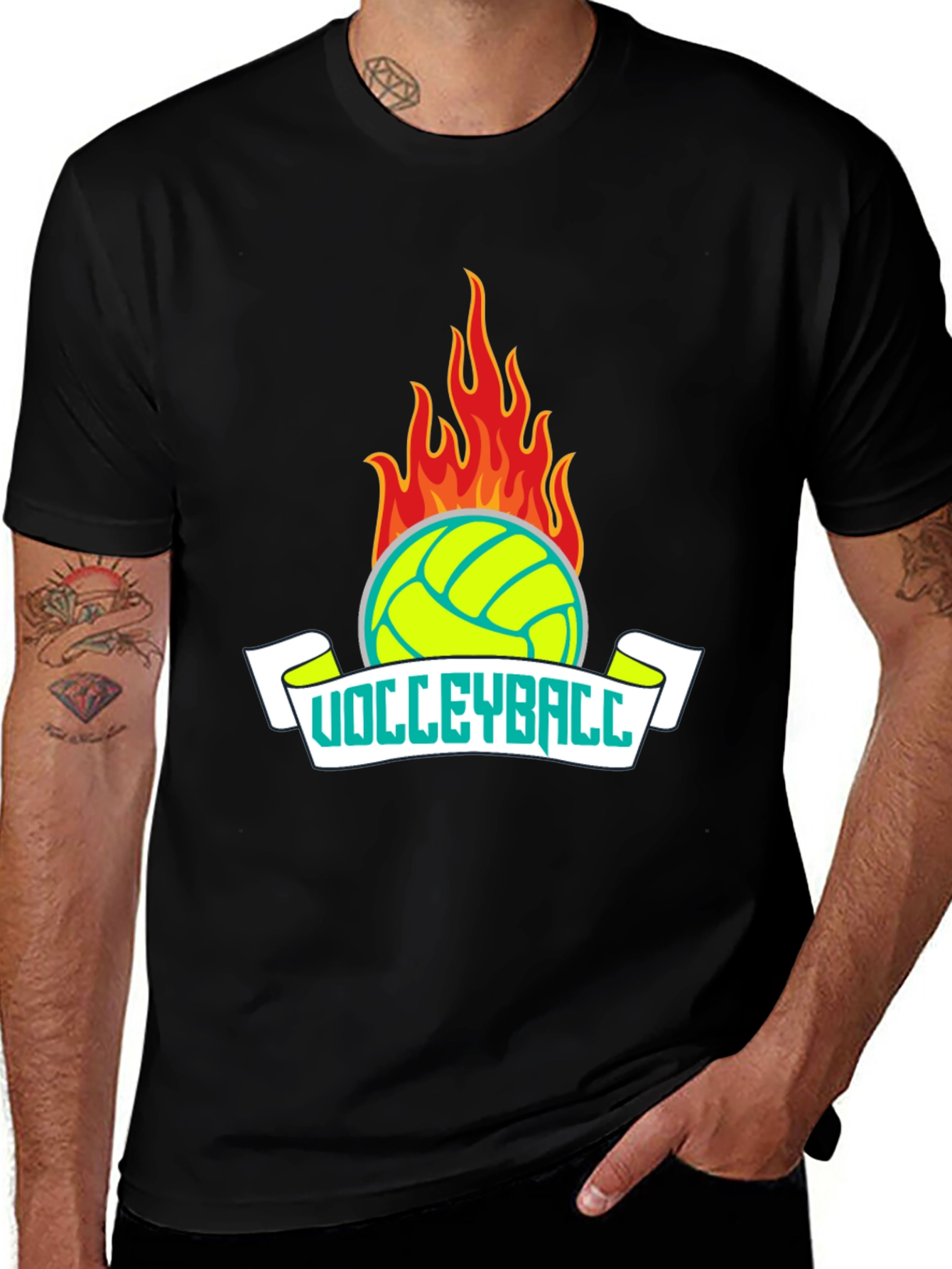 Flaming Volleyball Graphic T-Shirt