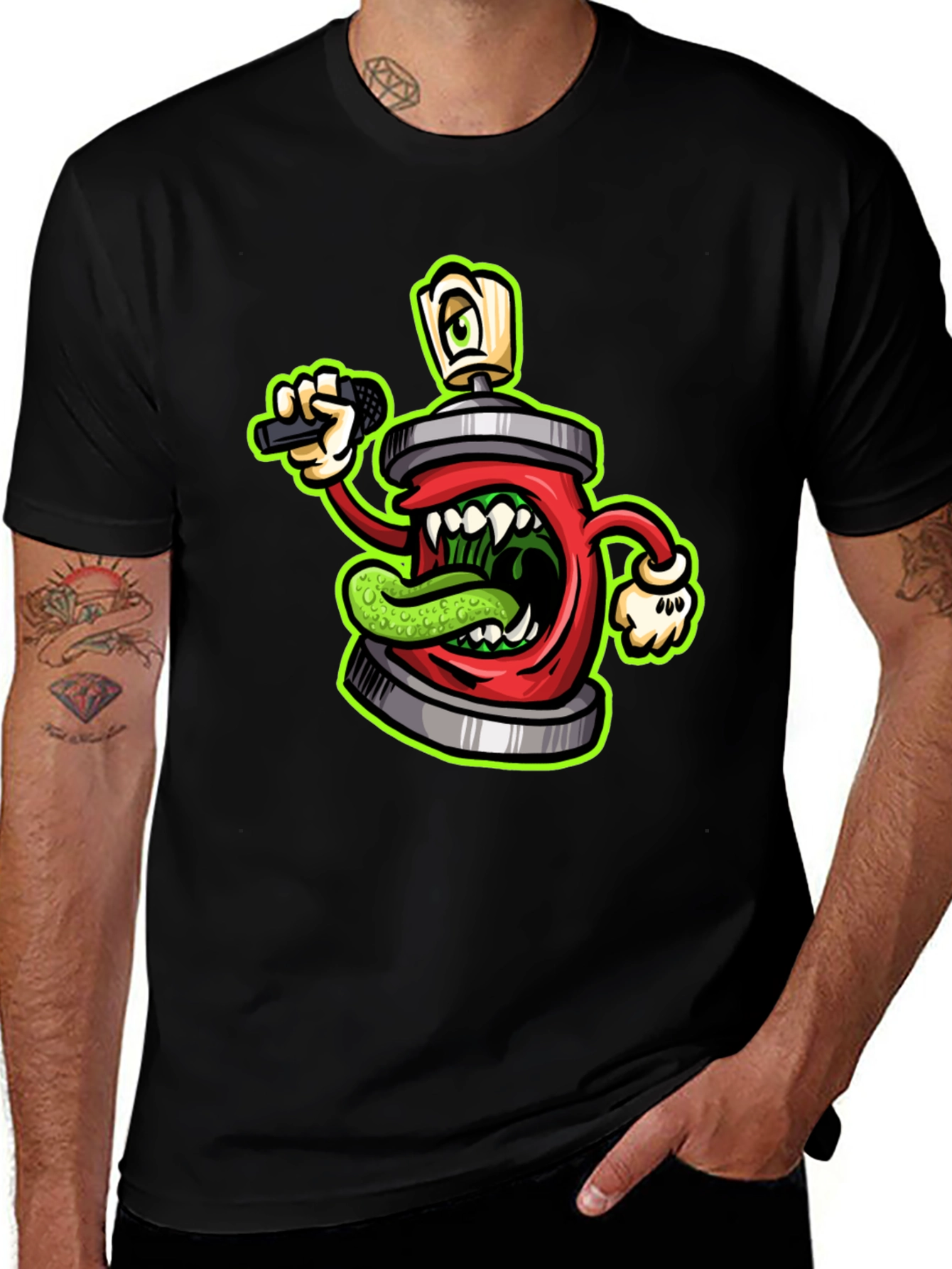 Variant 16 of Spray Can Monster Graphic T-Shirt - Black