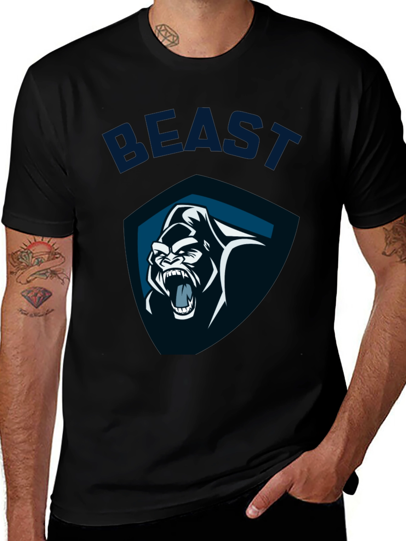 Variant 11 of Beast Mode Gorilla Graphic Tee - Black