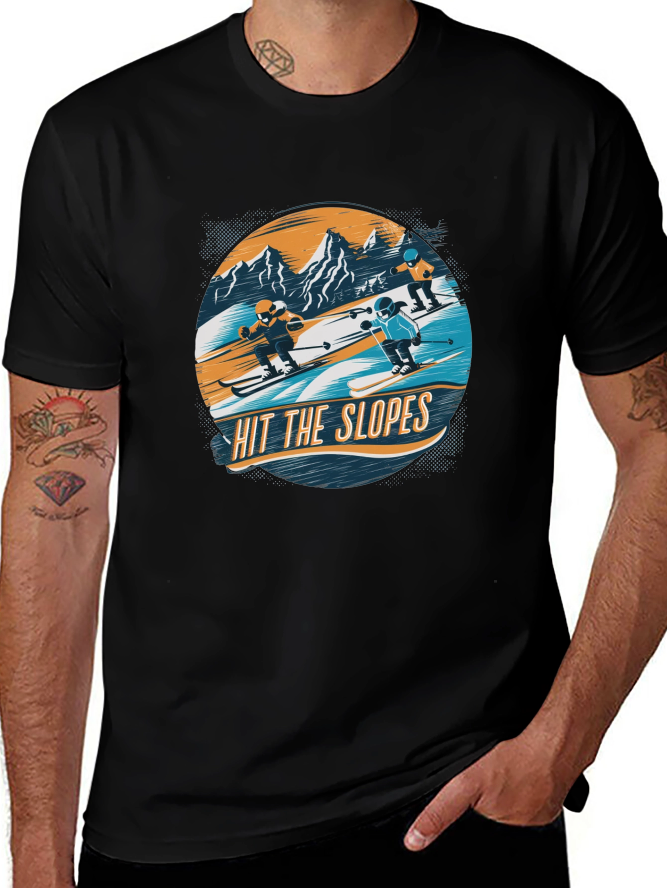 Hit the Slopes Graphic Tee - Black Cotton T-Shirt