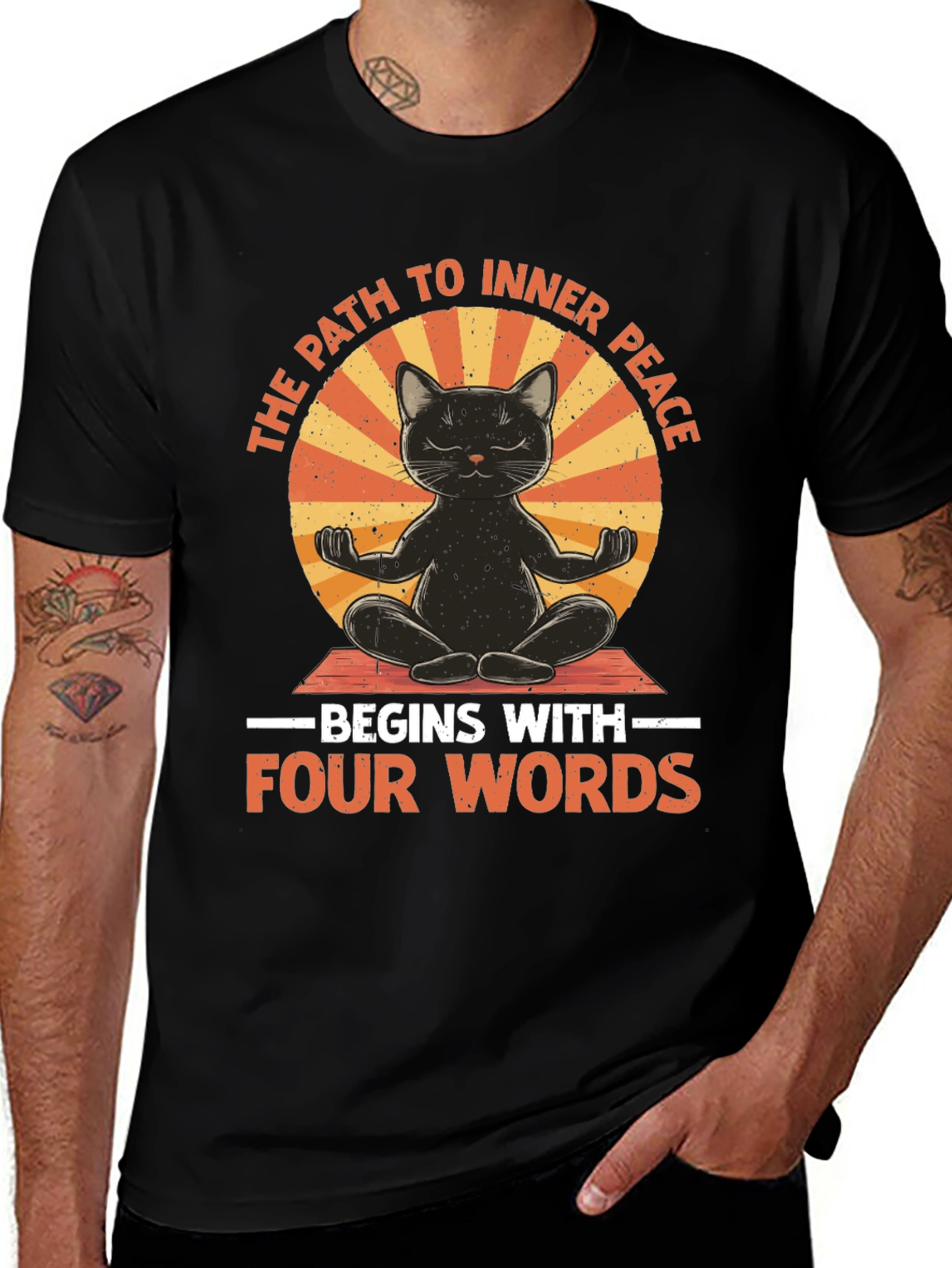 Variant 25 of Zen Cat T-Shirt: Inner Peace Begins