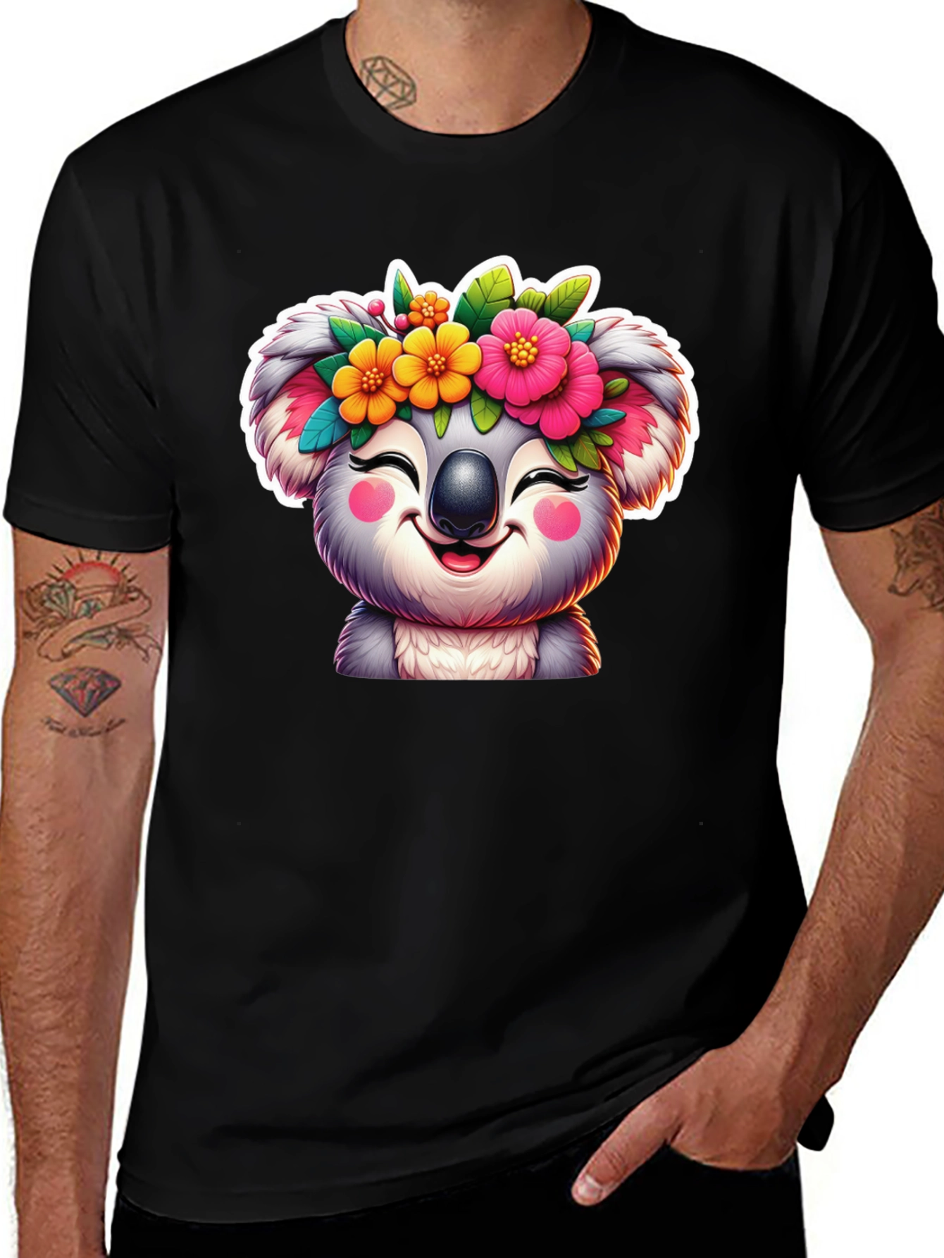 Variant 21 of Cute Koala Flower Crown Graphic Tee - Soft Cotton Comfort