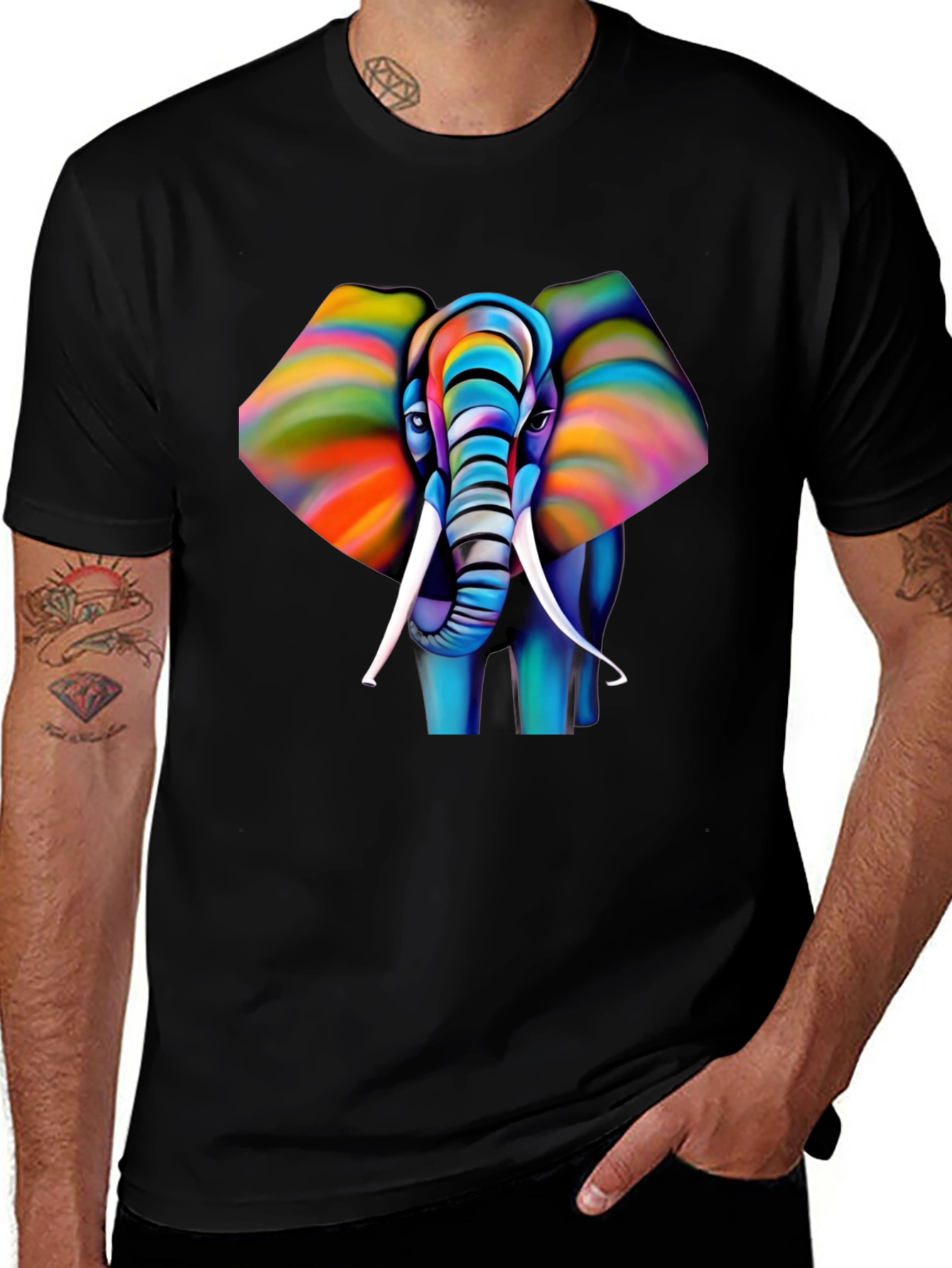 Variant 5 of Colorful Elephant Graphic Print T-Shirt