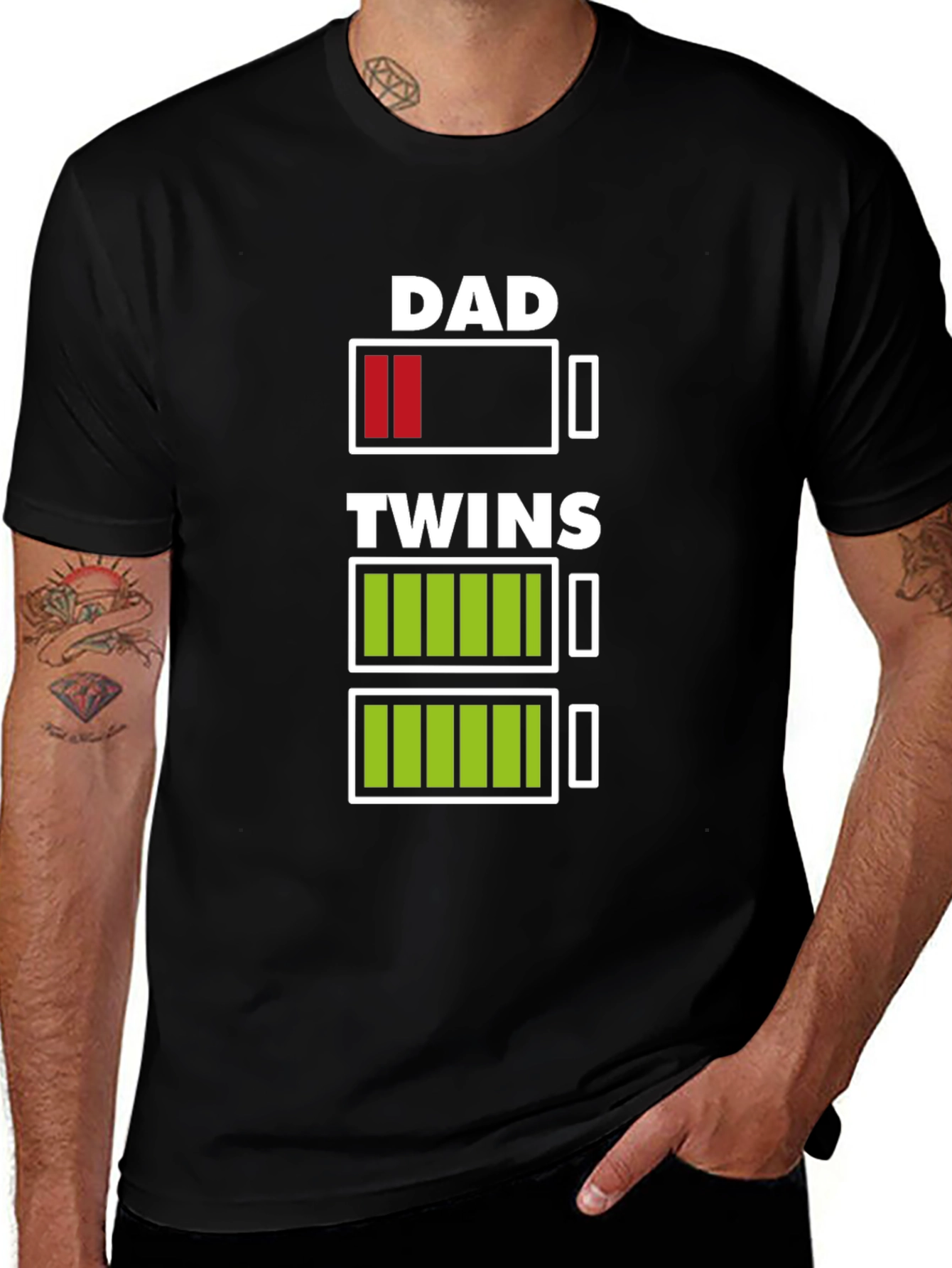 Variant 9 of Dad of Twins Low Battery Graphic T-Shirt