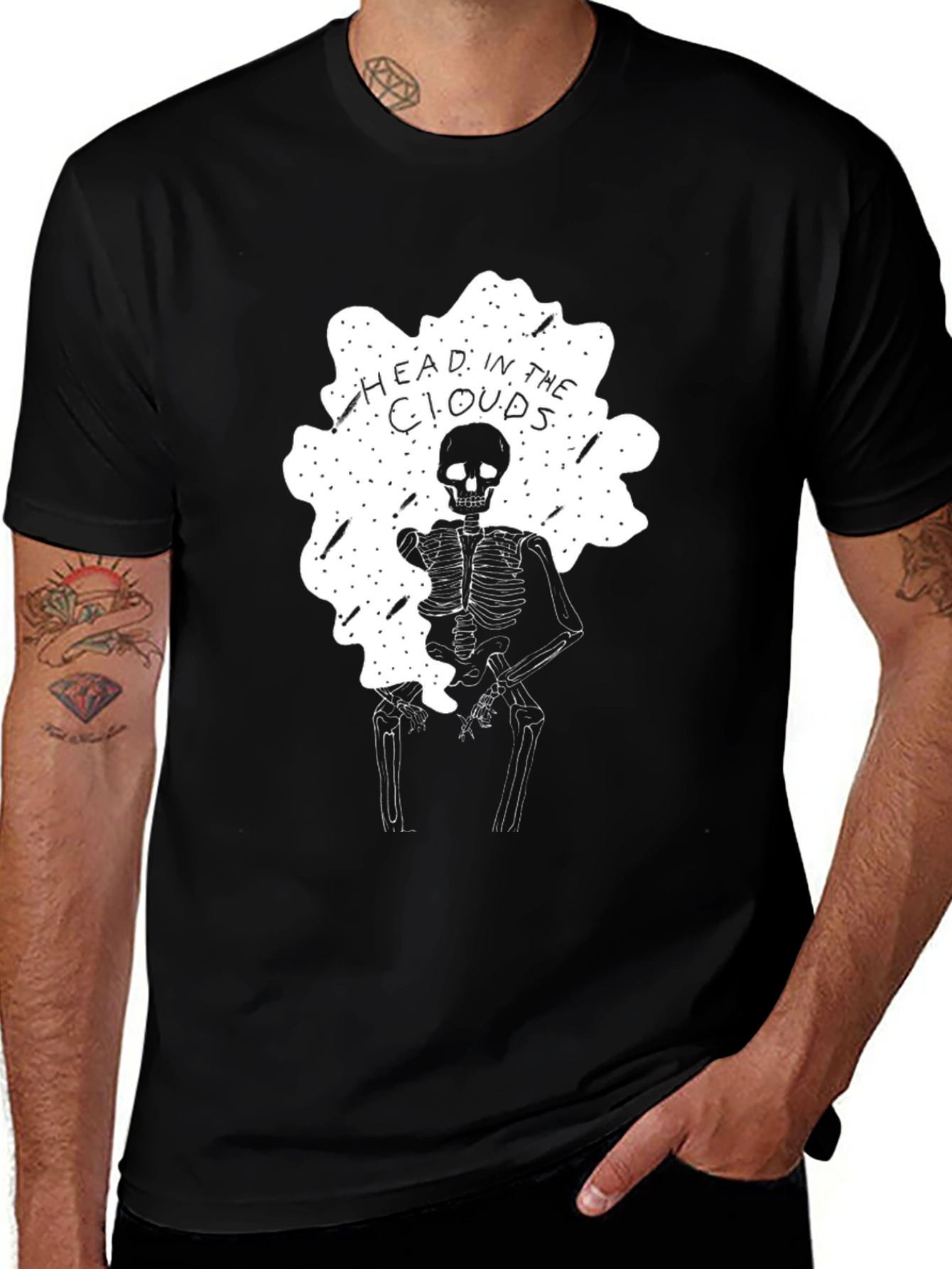 Variant 2 of Head in the Clouds Skeleton Graphic Tee