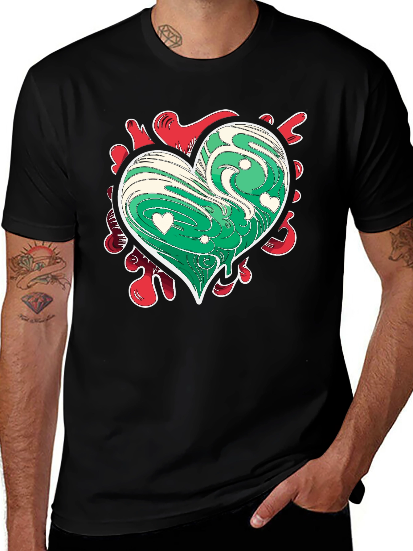 Variant 29 of Heart Graphic Black T-Shirt