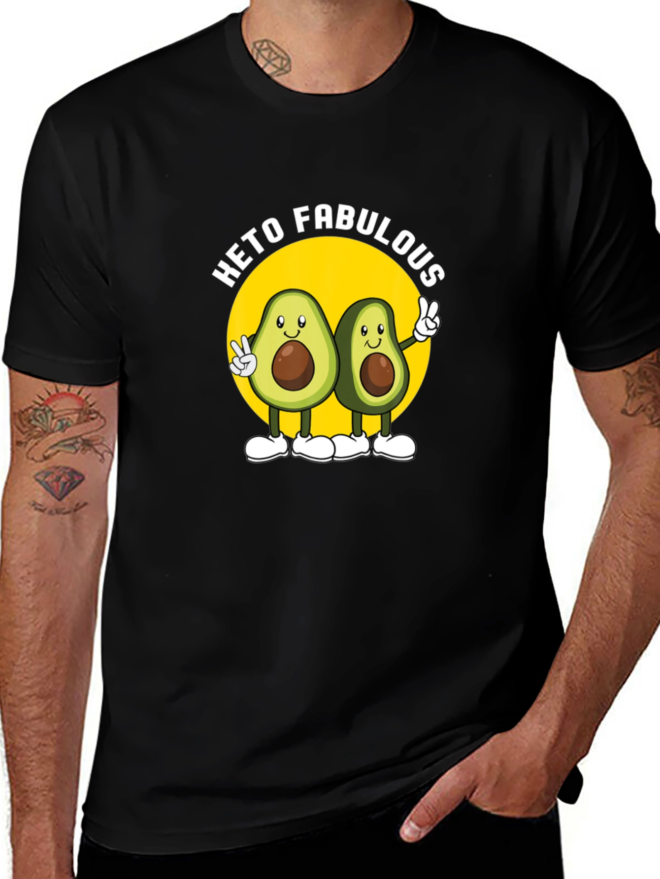 Variant 19 of Keto Fabulous Avocado Graphic T-Shirt - Black