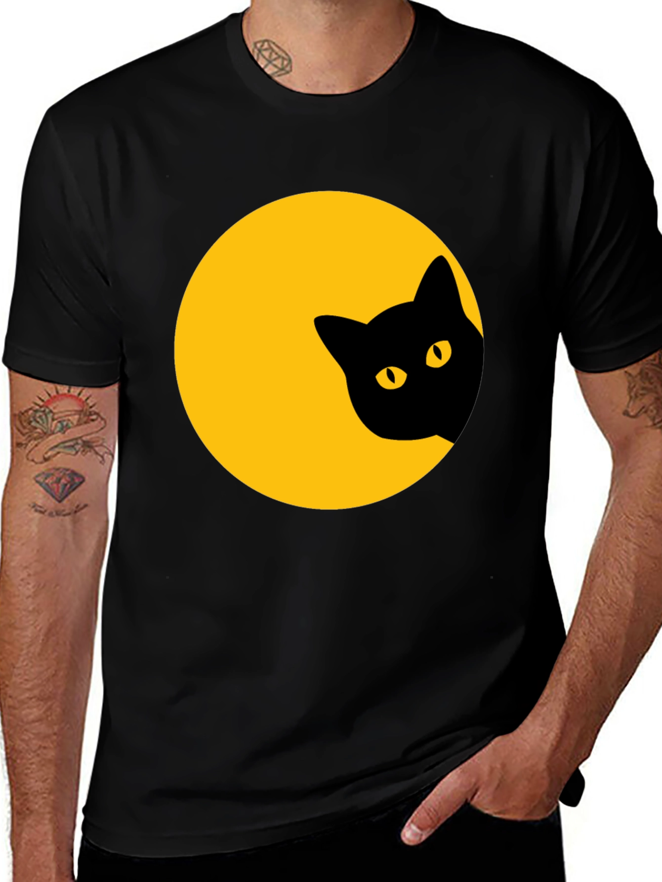 Variant 11 of Black Cat Peek-a-Boo Graphic T-Shirt