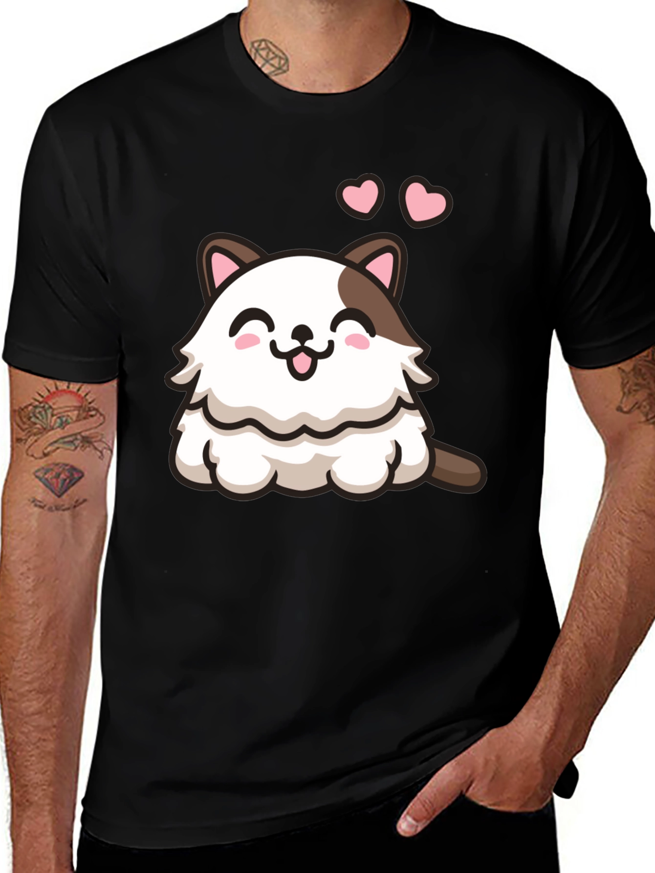 Variant 7 of Cute Cartoon Cat T-Shirt - Fluffy Kawaii Design