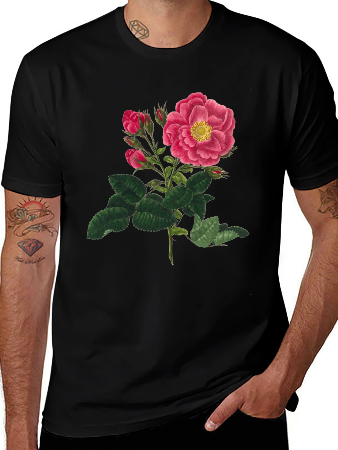 Variant 11 of Vintage Rose Graphic T-Shirt - Black