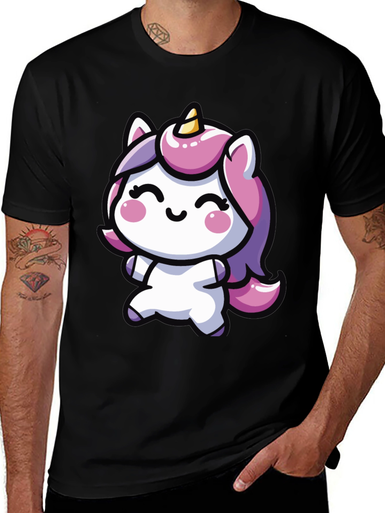 Variant 21 of Cute Unicorn Graphic Black T-Shirt