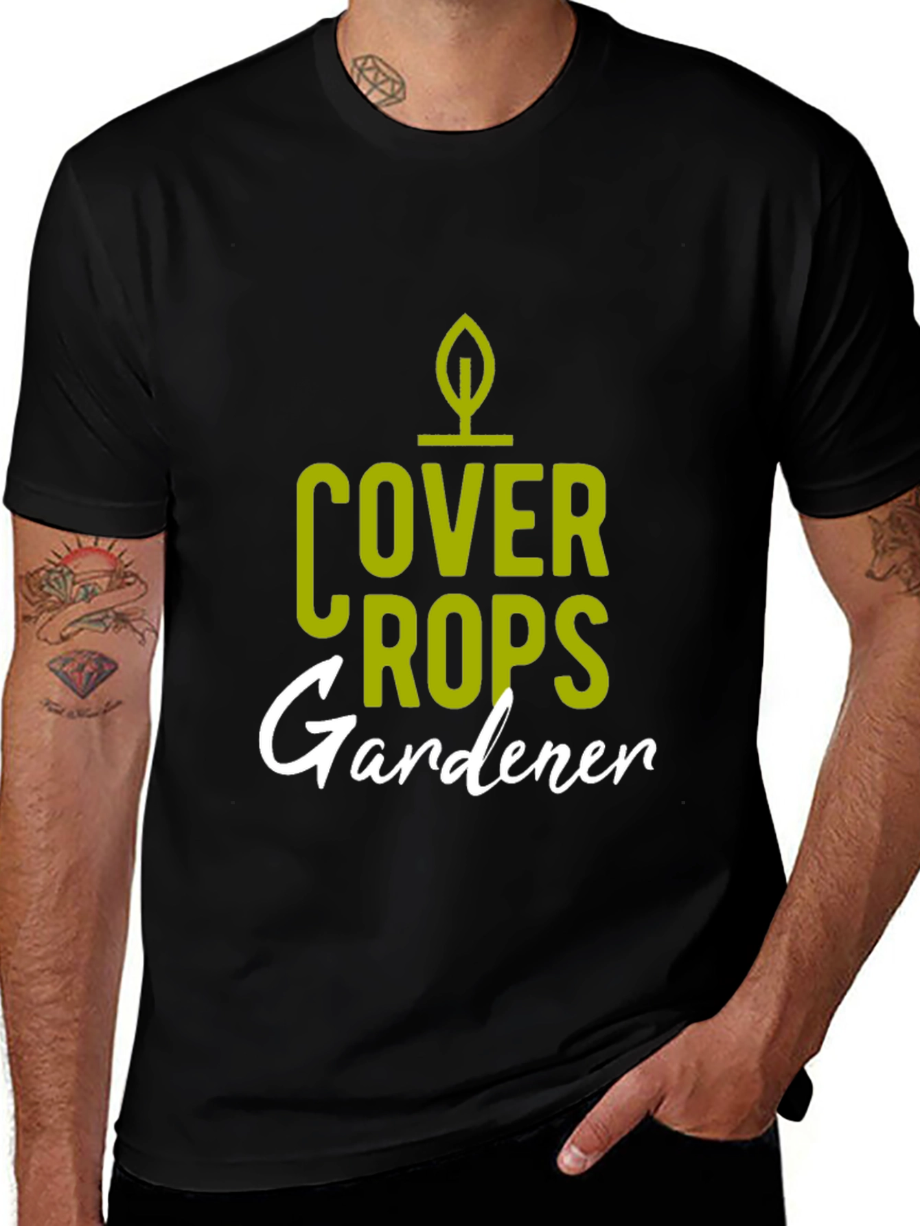 Variant 11 of Cover Crops Gardener T-Shirt - Black Cotton Blend