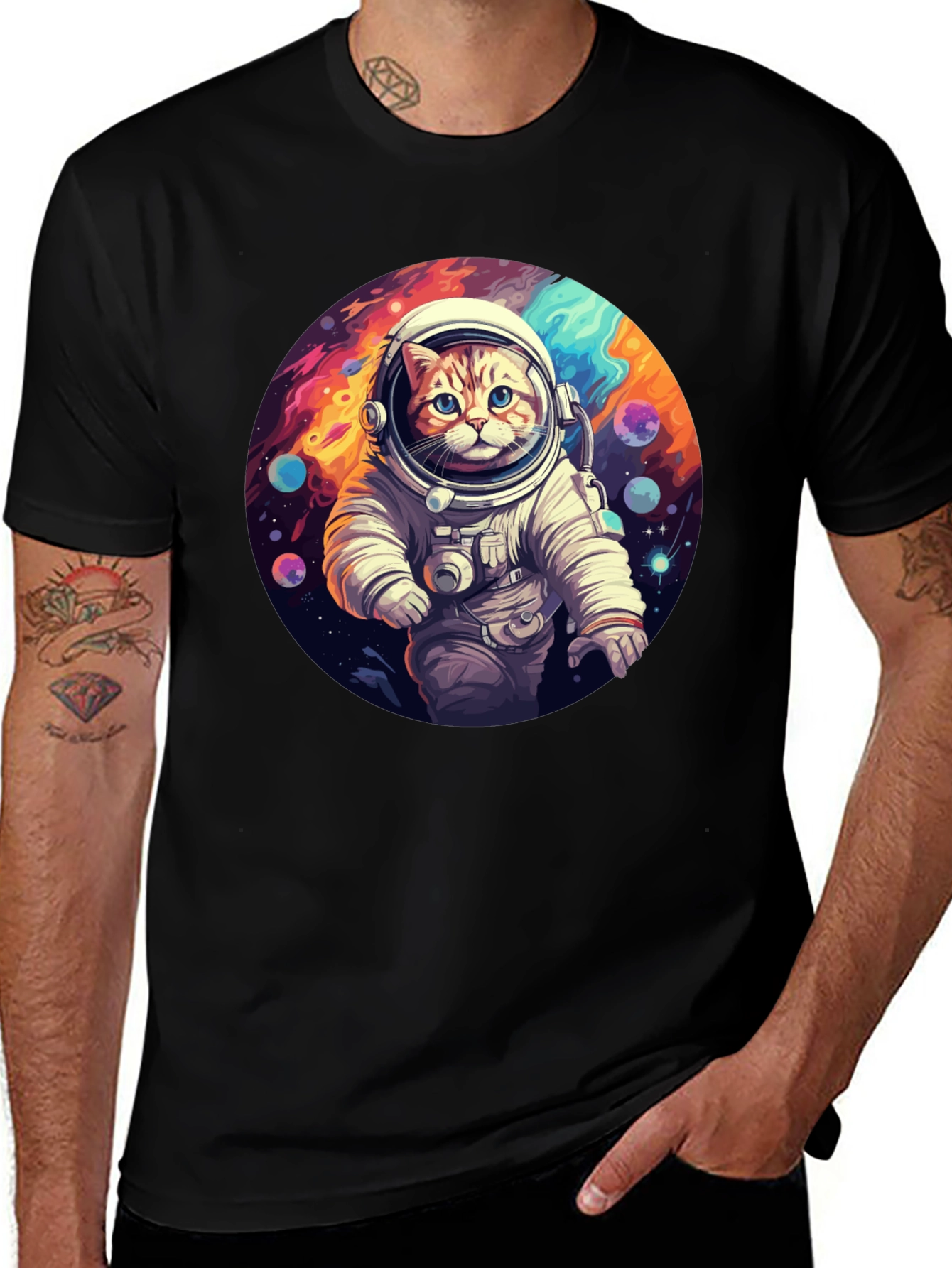 Variant 21 of Cosmic Cat Astronaut T-Shirt - Galaxy Adventure!