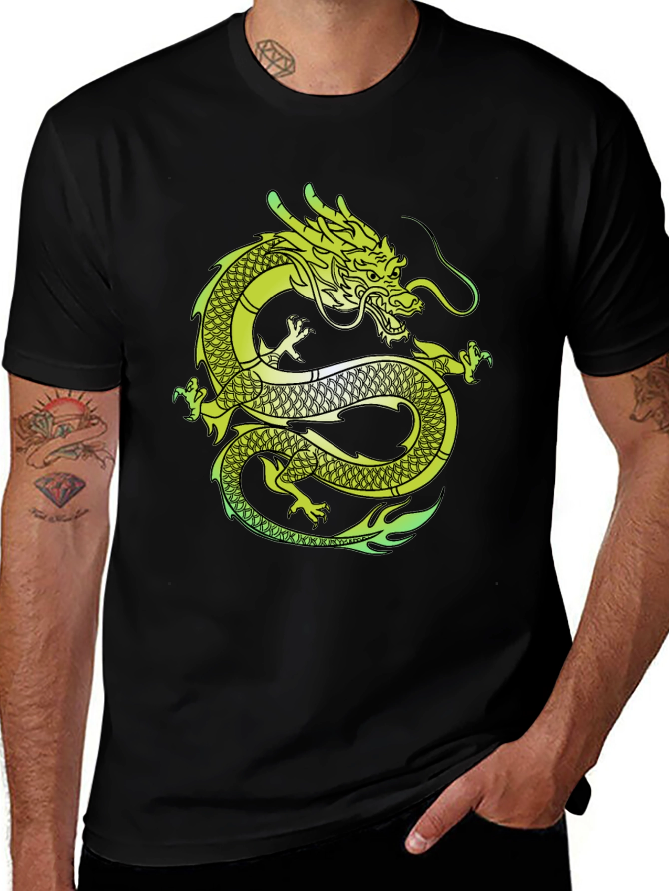Variant 19 of Dragon Graphic T-Shirt - Men's Black Tee