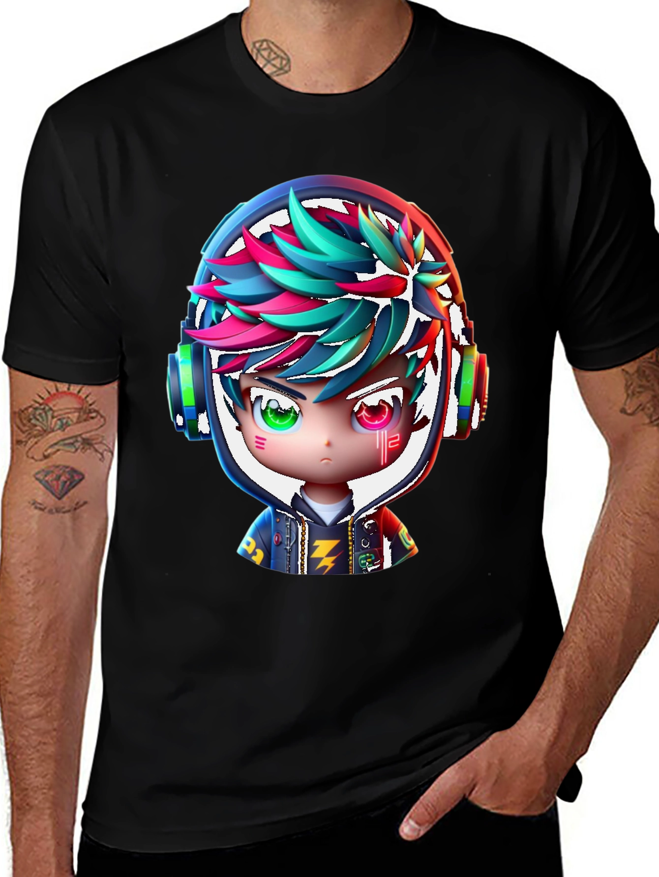 Variant 20 of Anime Gamer T-Shirt - Colorful Headphones Design