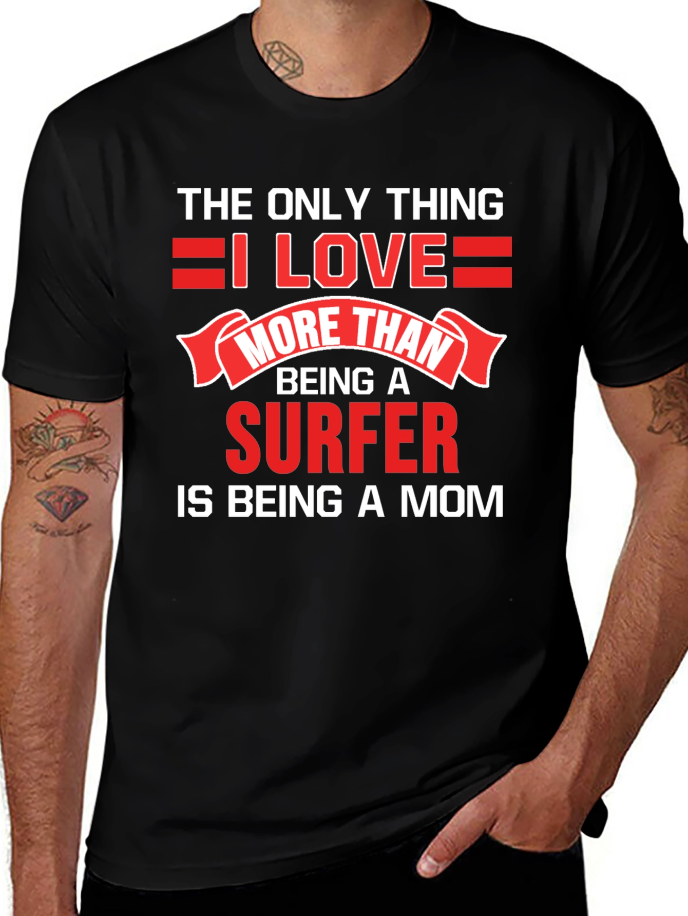 Variant 16 of Surfer Mom Graphic Tee - Black Cotton