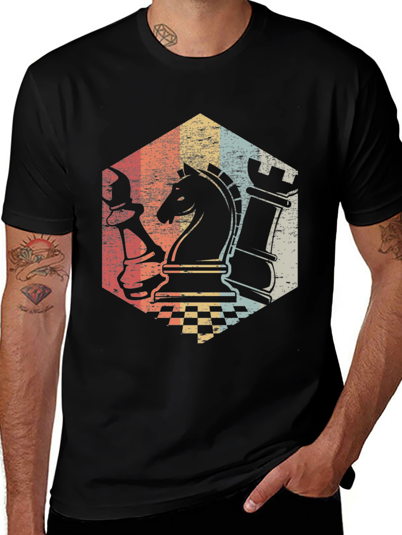 Variant 20 of Vintage Chess Piece Graphic T-Shirt - Retro Board Game Tee