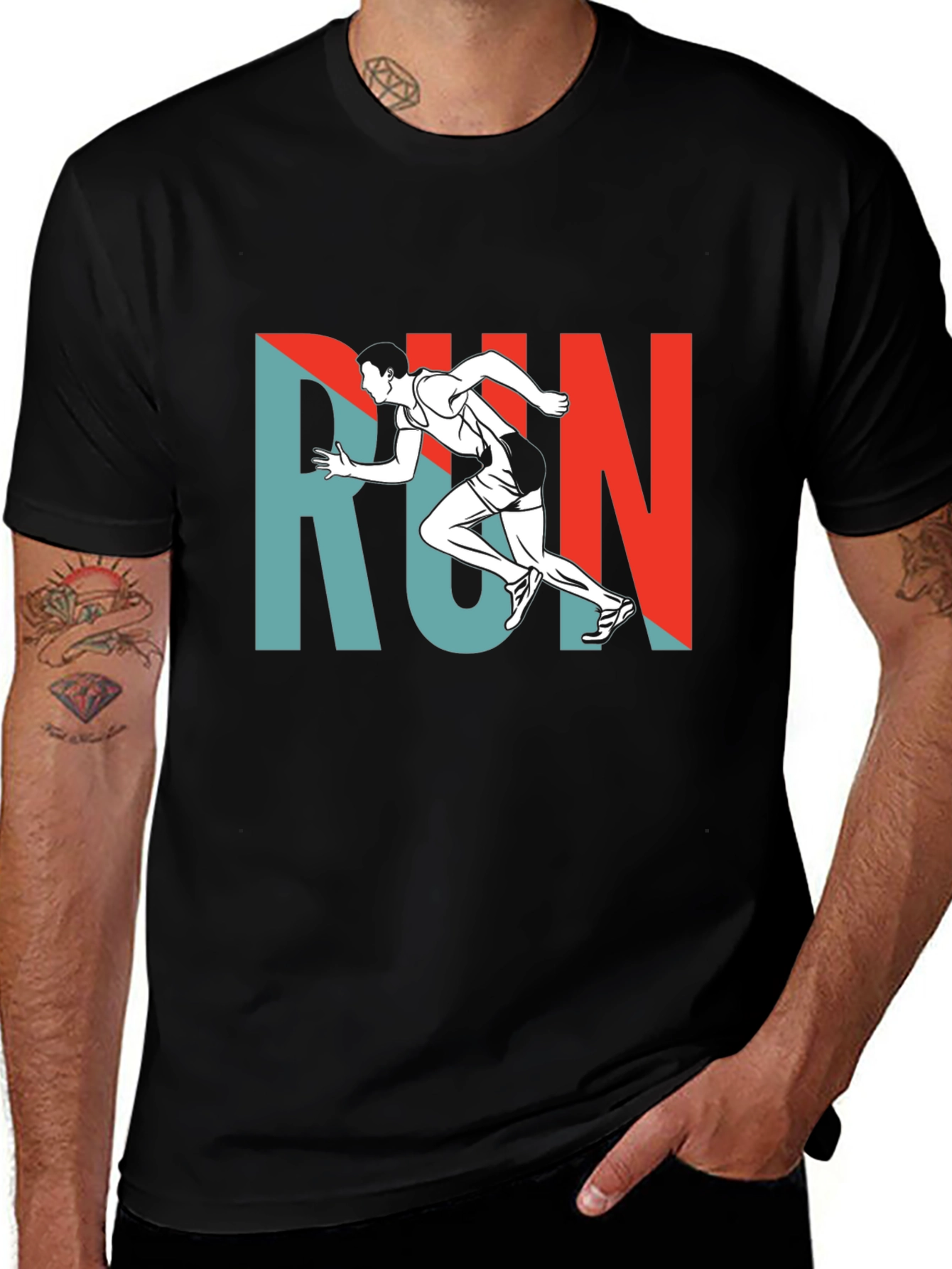 Variant 17 of Run Graphic Black T-Shirt