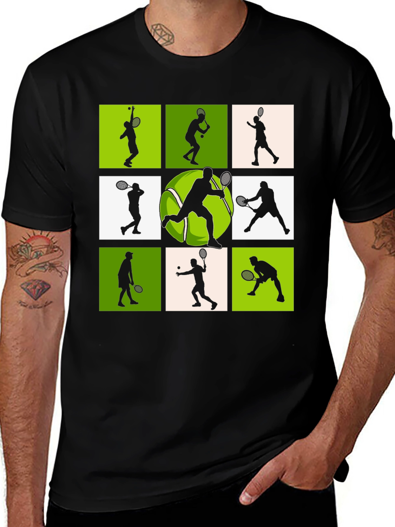Variant 10 of Tennis Player Silhouette T-Shirt