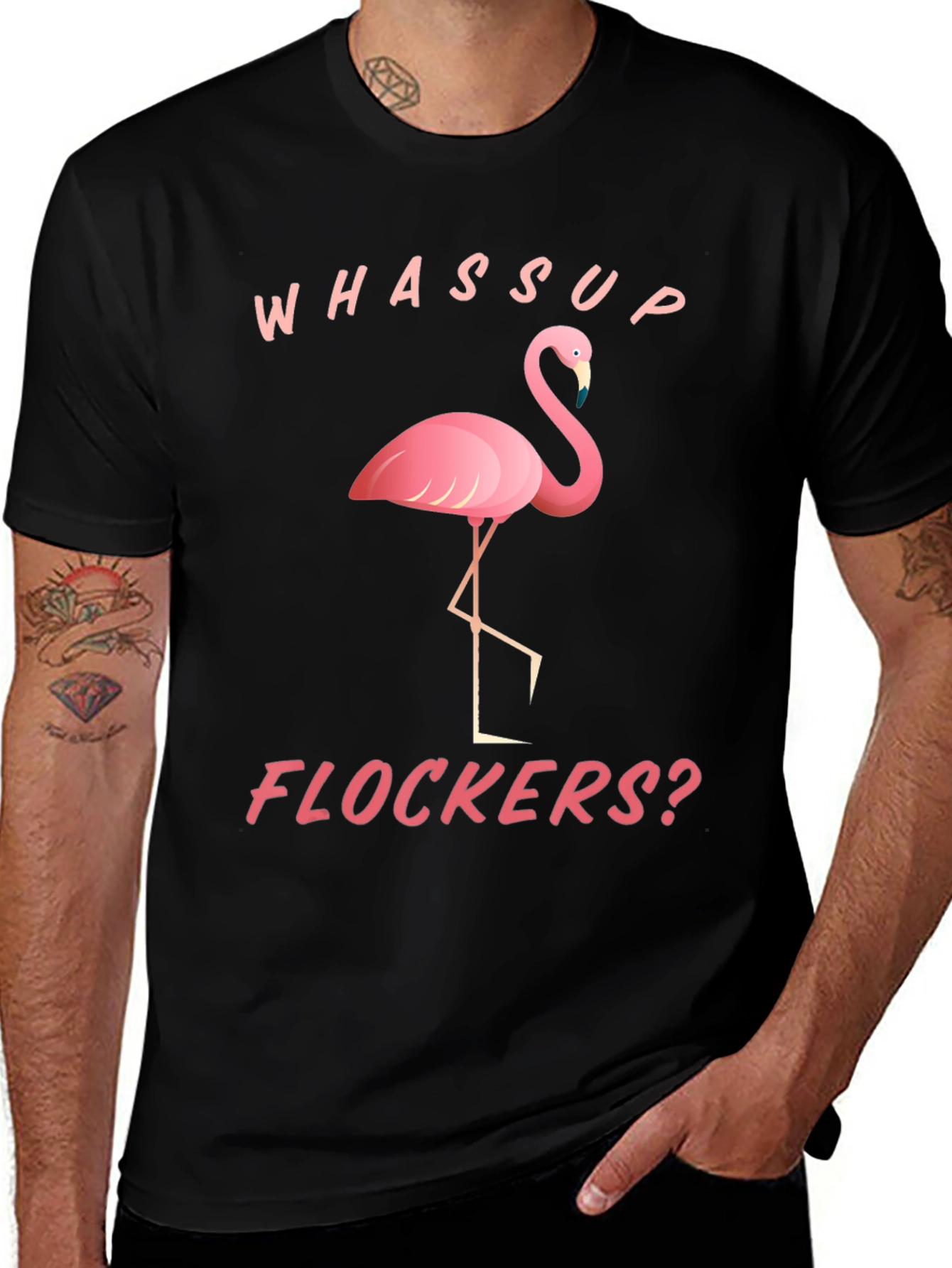 Variant 29 of Whassup Flockers? Flamingo Graphic Tee