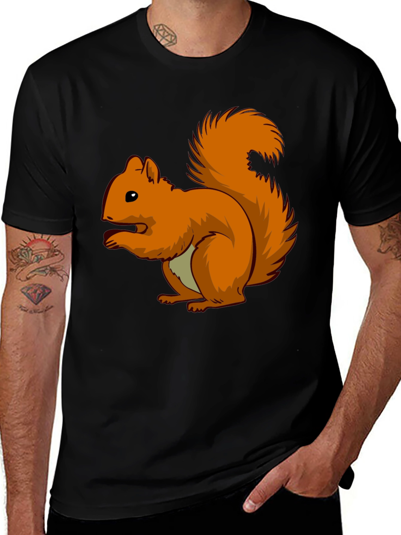 Variant 7 of Squirrel Graphic Print Crew Neck T-Shirt