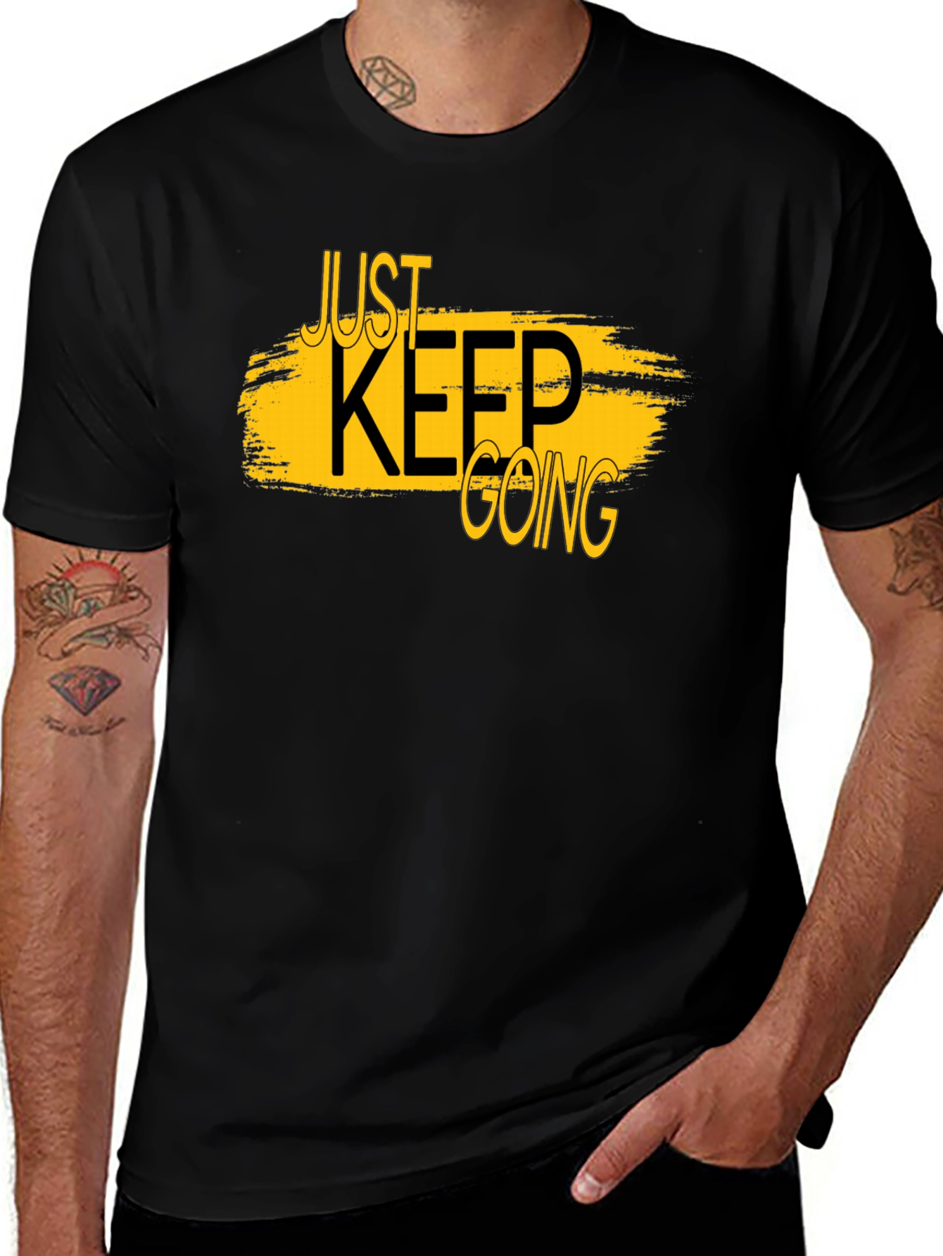 Variant 21 of Just Keep Going Graphic Tee - Black Cotton Blend