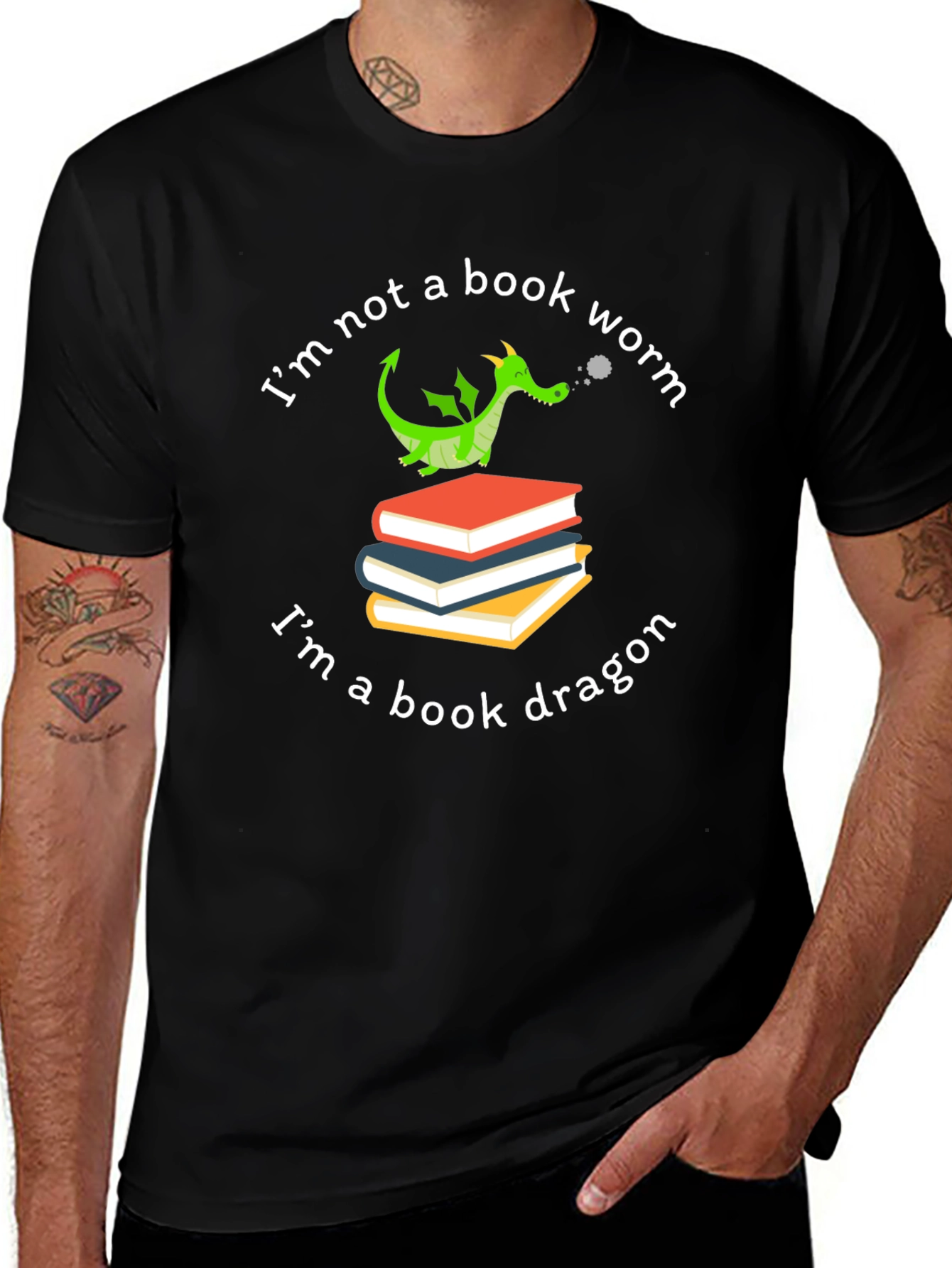 Variant 23 of Book Dragon Graphic Tee - Reading Lover's T-Shirt