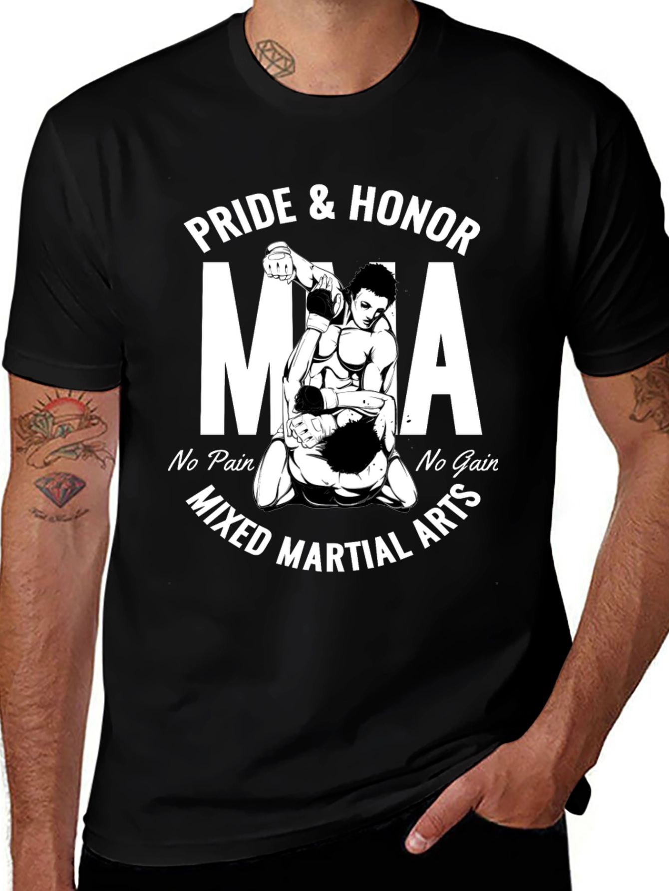Pride & Honor MMA Black T-Shirt - Mixed Martial Arts Design