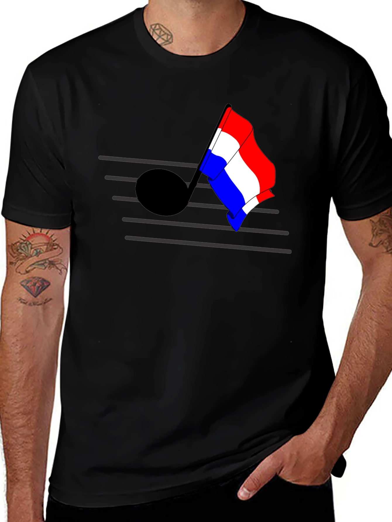 Variant 13 of Music Note Flag Graphic T-Shirt