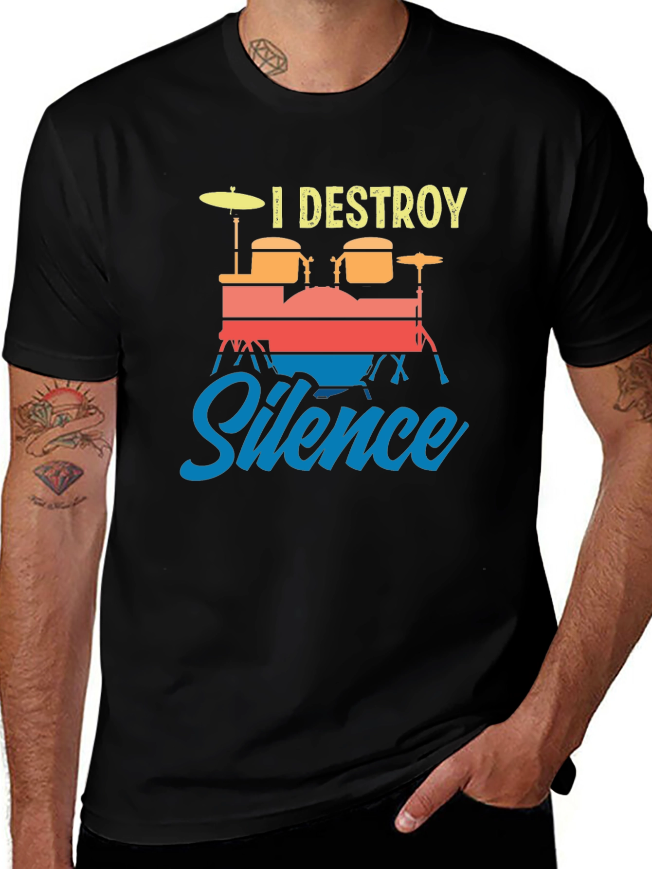 Variant 15 of I Destroy Silence Drummer T-Shirt