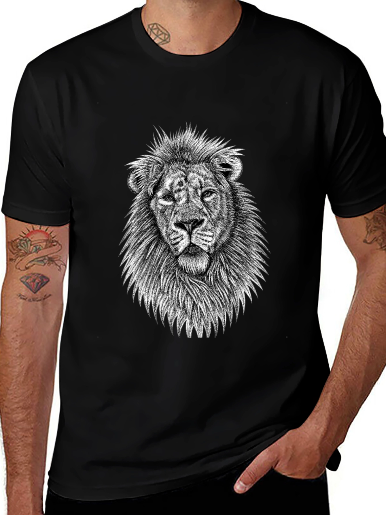 Variant 21 of Lion Graphic Tee - Men's Black T-Shirt