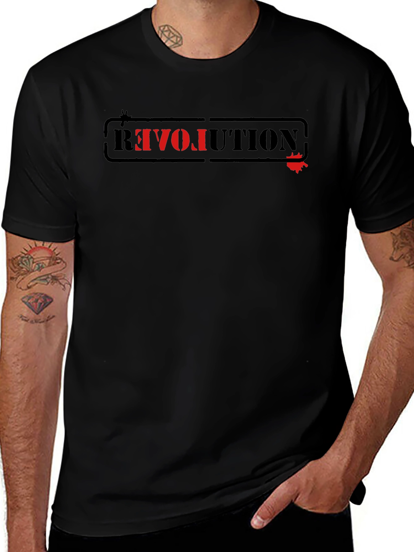 Variant 7 of Revolution Graphic Tee - Black Cotton T-Shirt