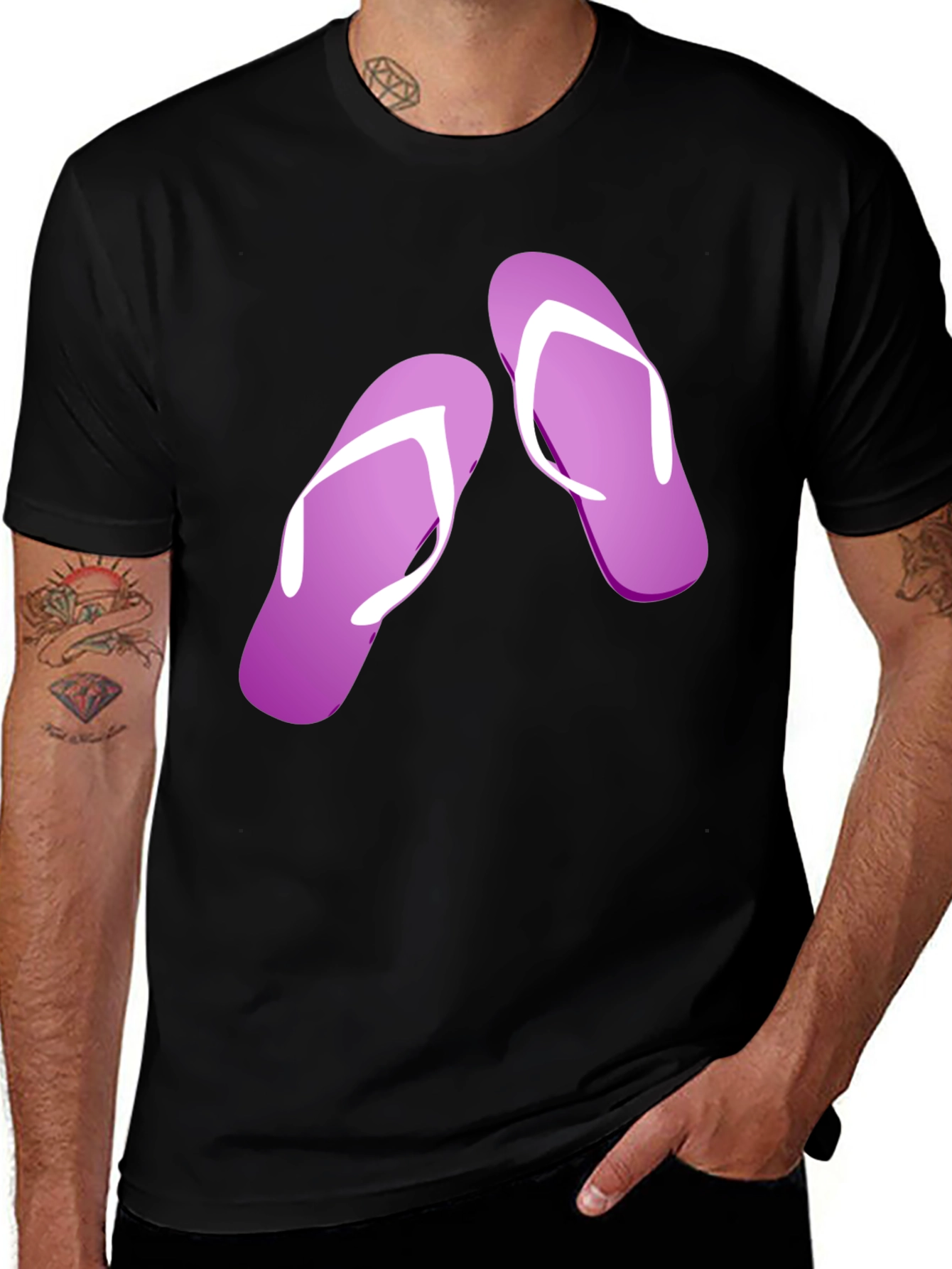 Flip Flop Graphic Tee - Black Casual T-Shirt