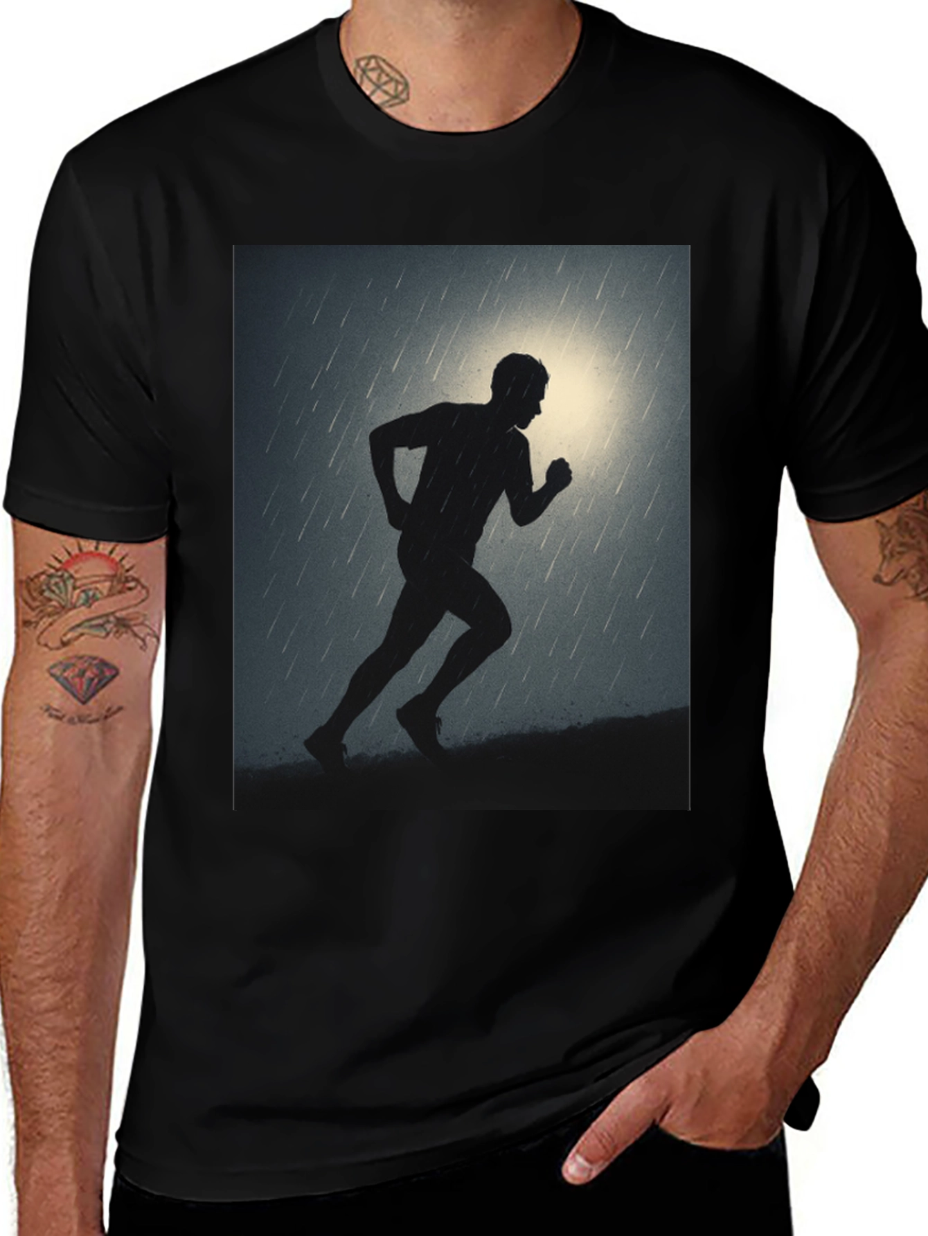 Variant 20 of Rain Runner Graphic Tee - Men's Black T-Shirt