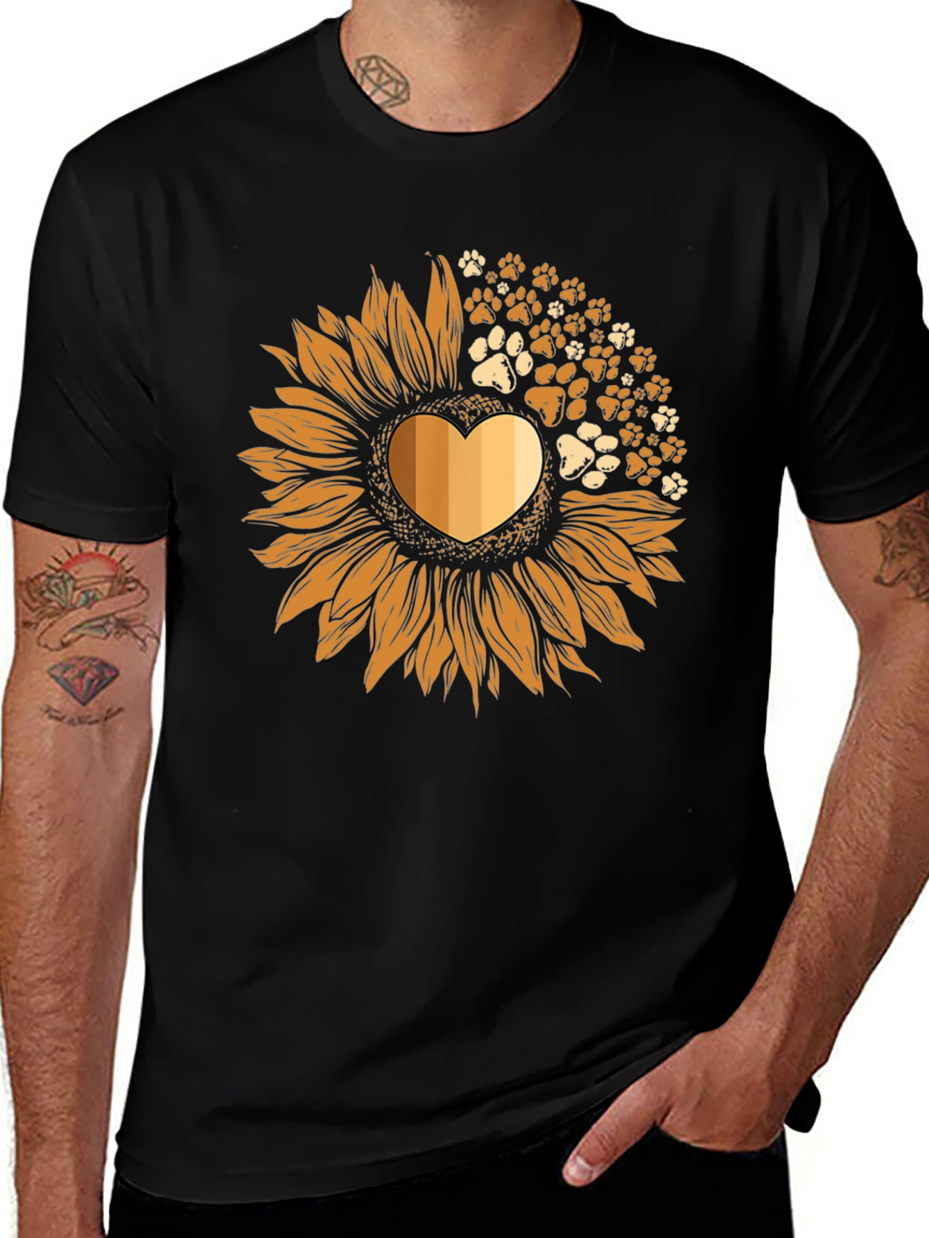 Variant 15 of Sunflower Paw Print Heart T-Shirt